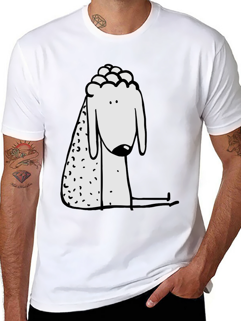 Cartoon Sheep Graphic Print Black Tee