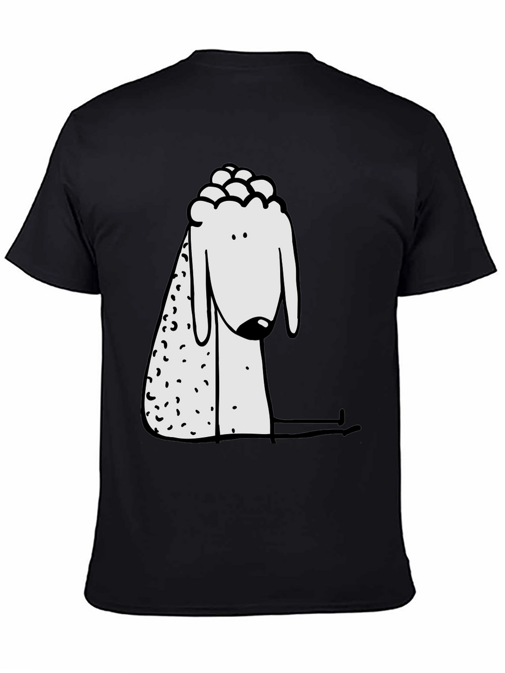 Cartoon Sheep Graphic Print Black Tee