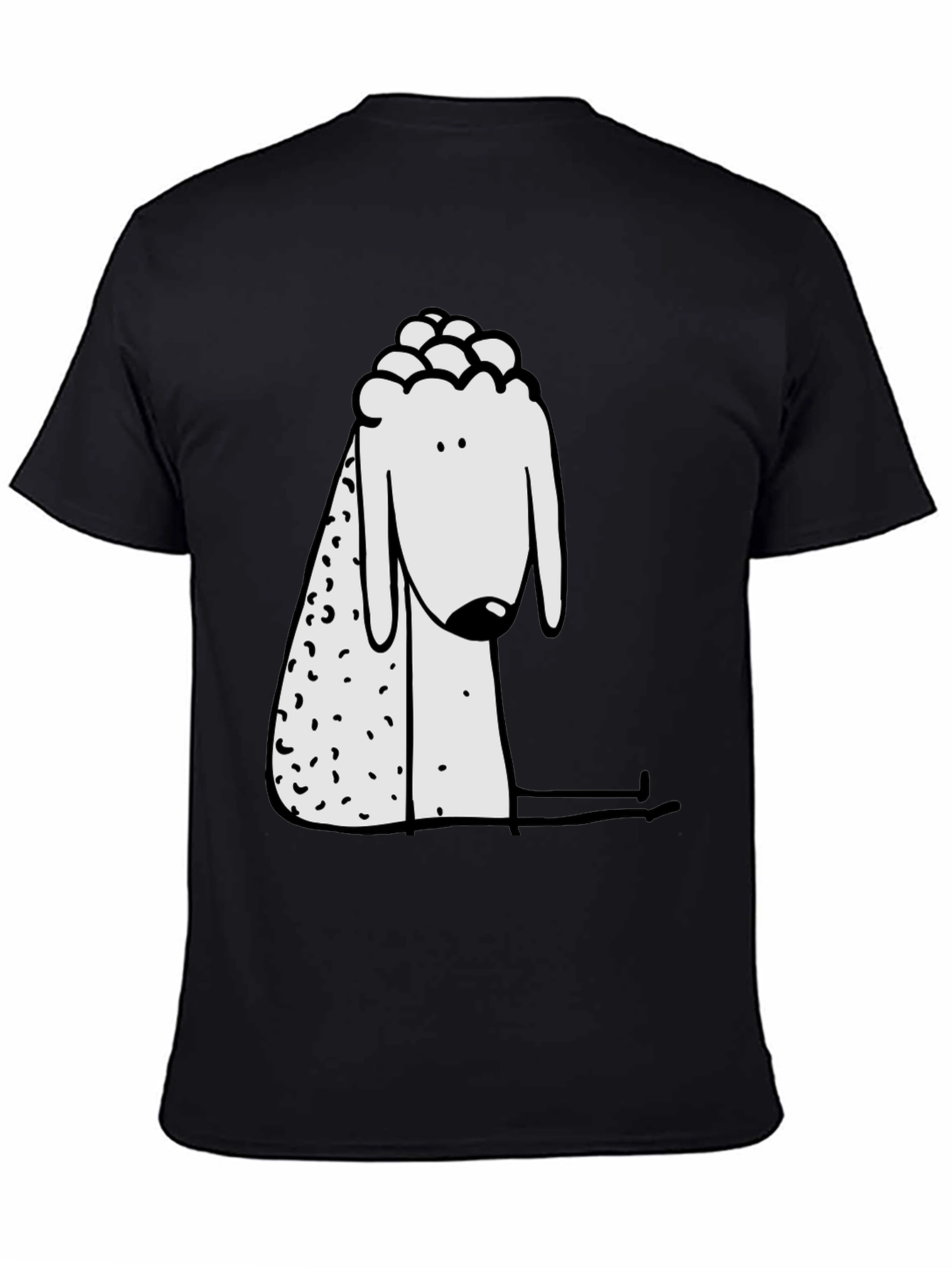 Cartoon Sheep Graphic Print Black Tee