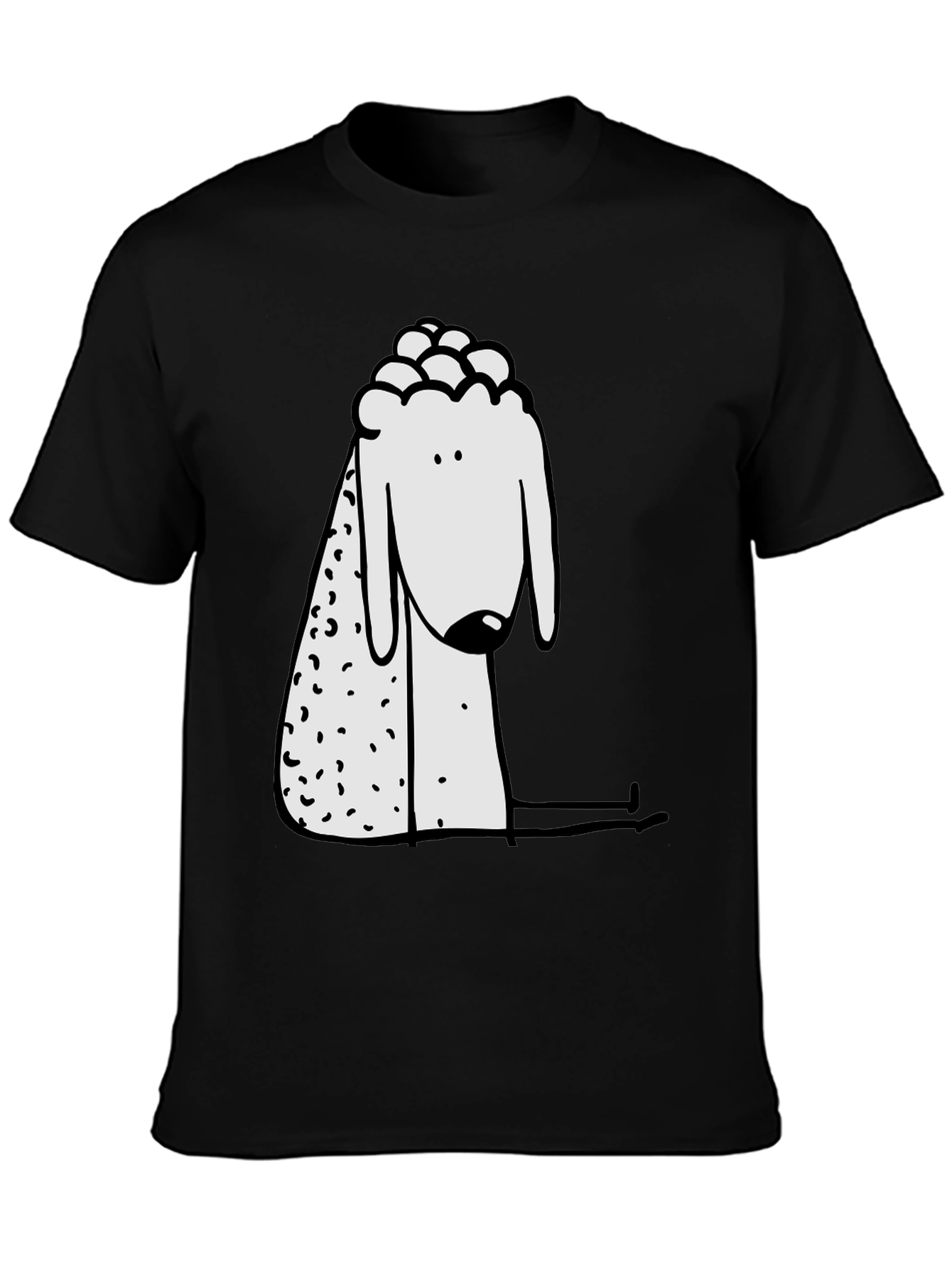 Cartoon Sheep Graphic Print Black Tee