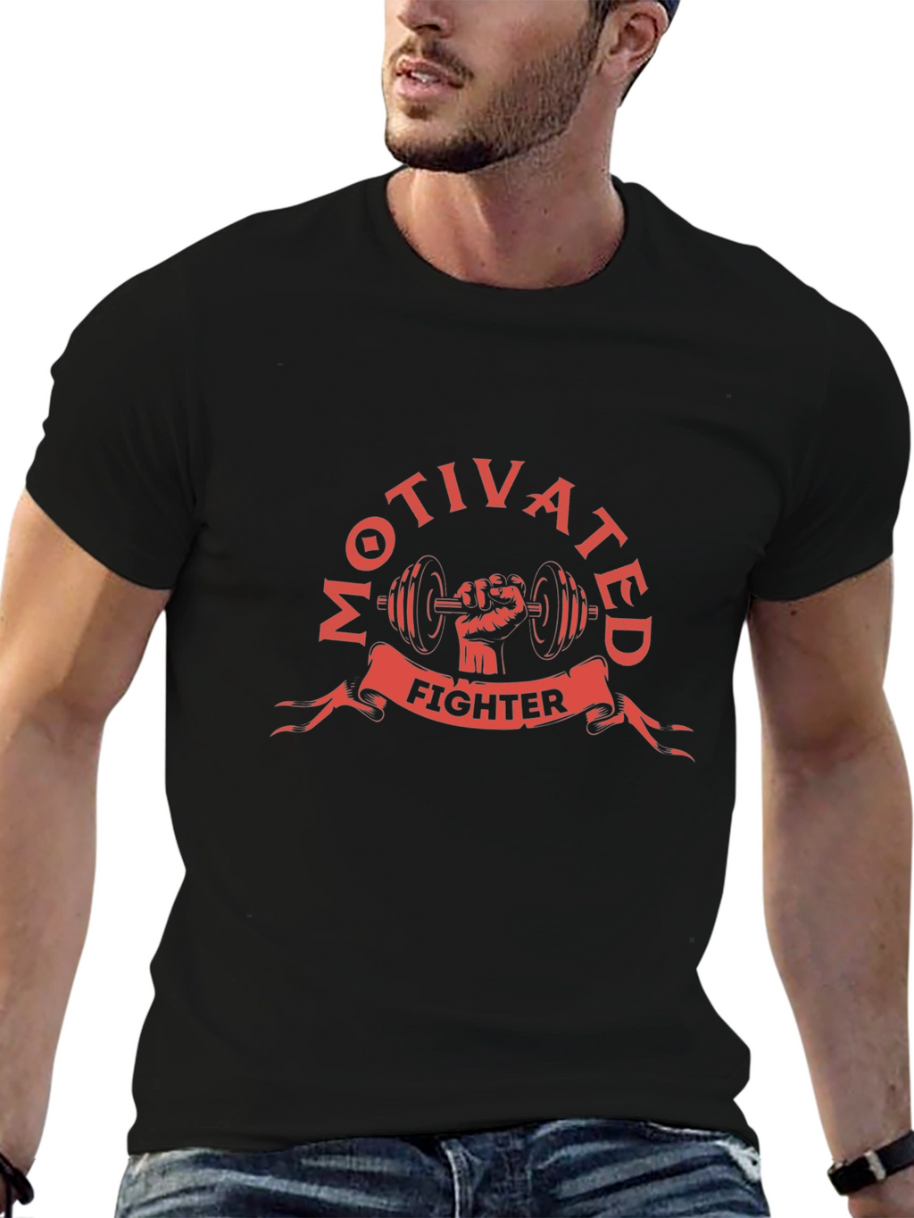 Motivated Fighter Black Graphic Tee