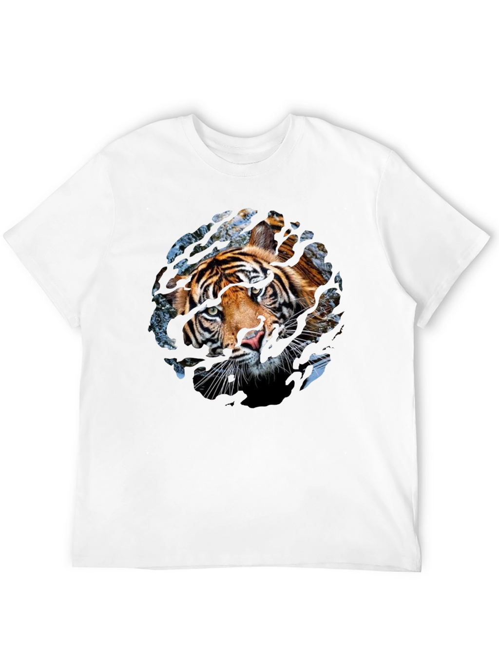 Tiger Graphic Print Crew Neck T-Shirt