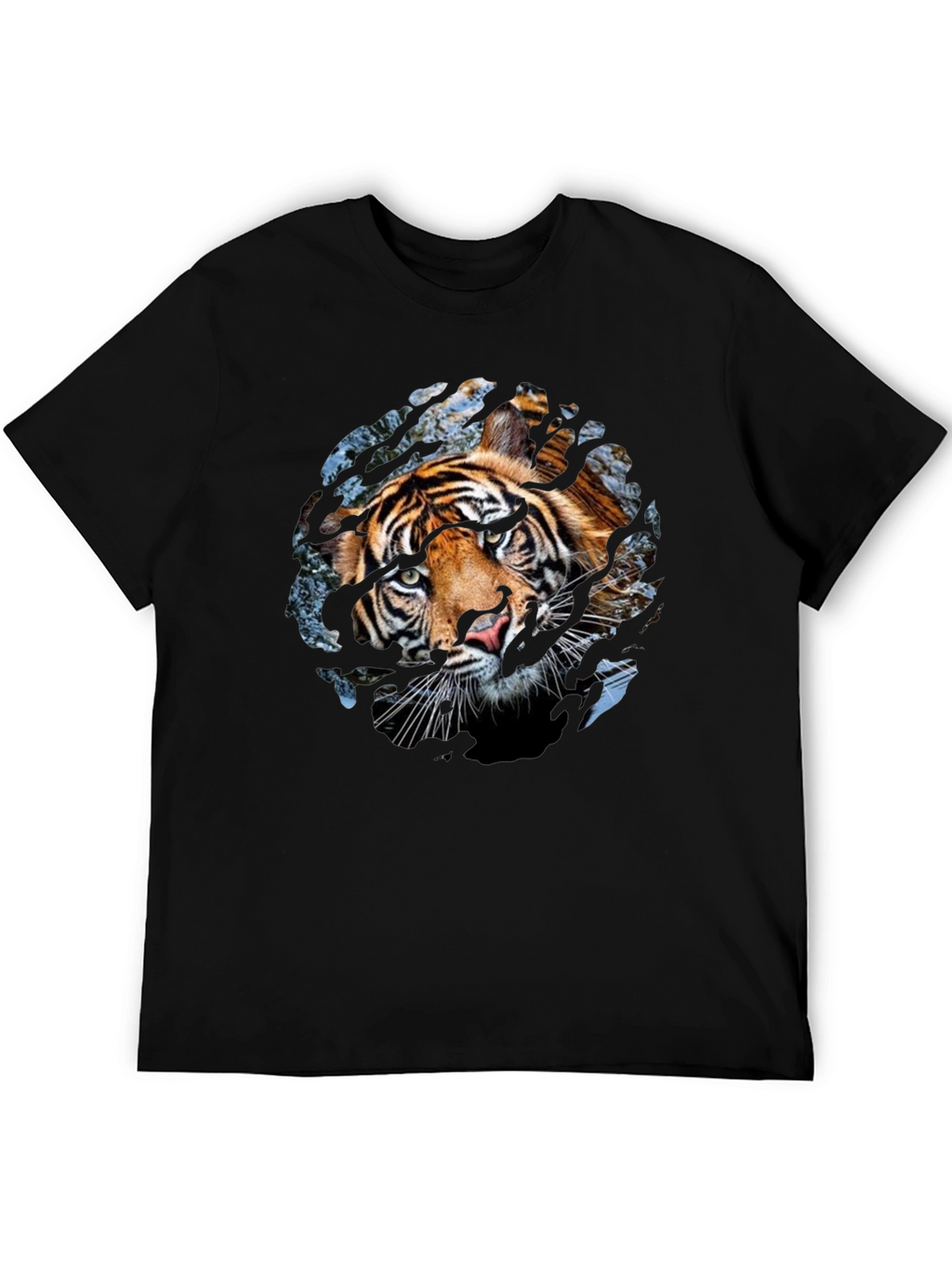 Tiger Graphic Print Crew Neck T-Shirt