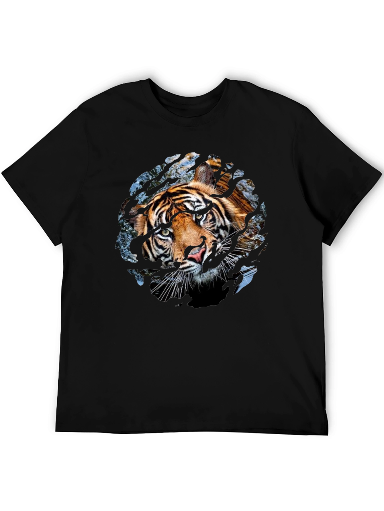 Tiger Graphic Print Crew Neck T-Shirt