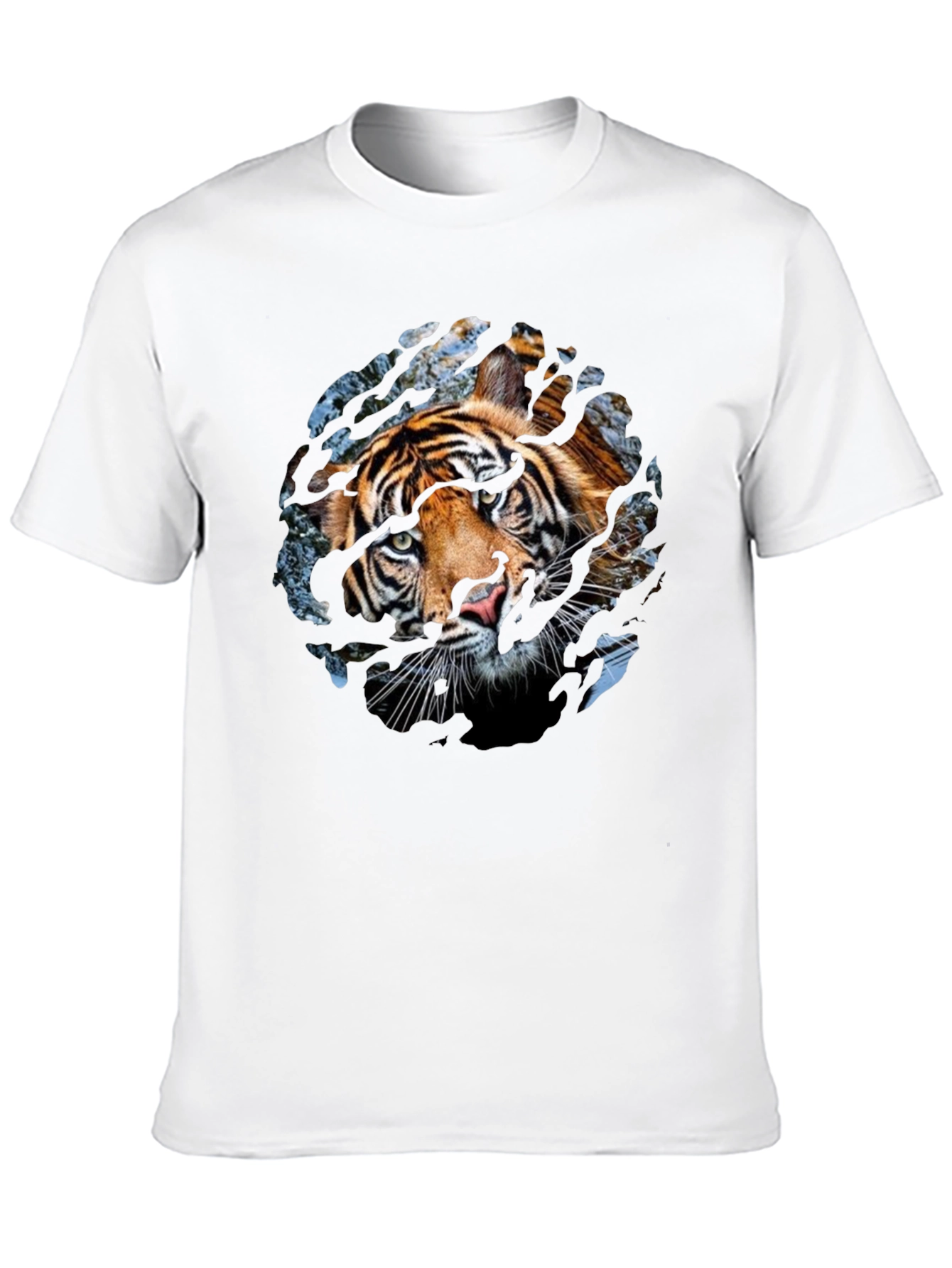 Tiger Graphic Print Crew Neck T-Shirt