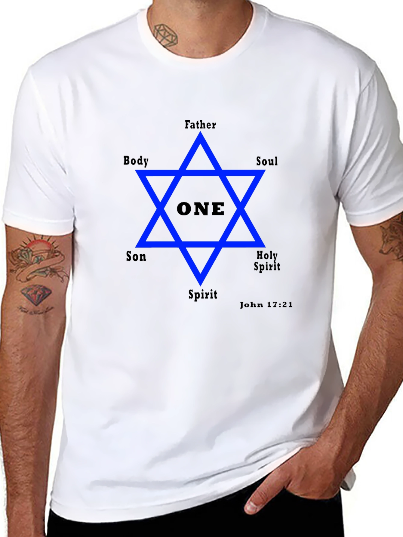 Unity Star Graphic Tee - Father Son Holy Spirit Design