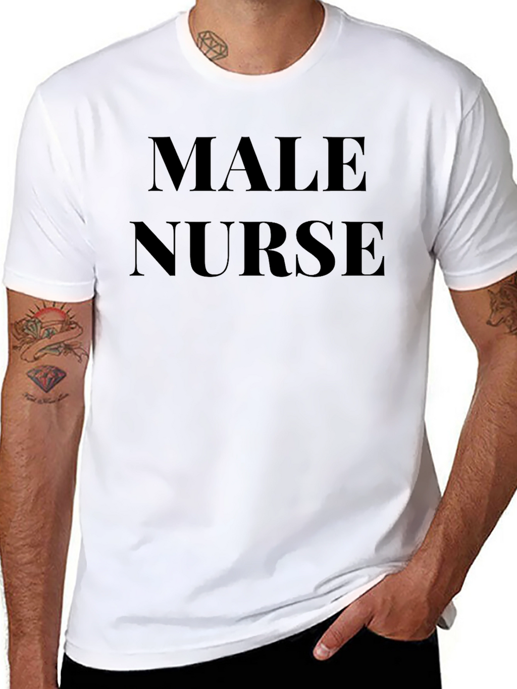 Male Nurse T-Shirt - Black Crew Neck Tee