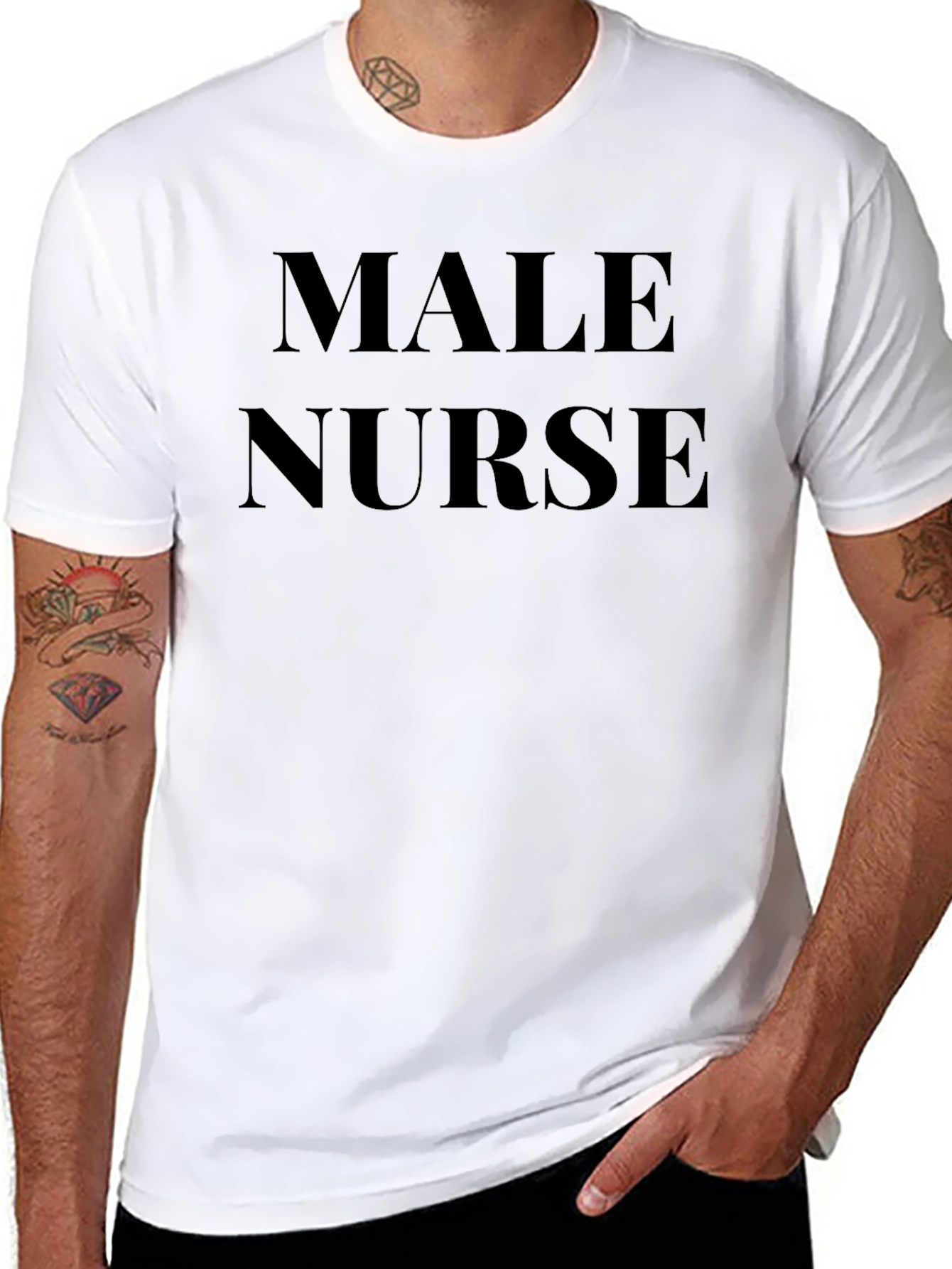 Male Nurse T-Shirt - Black Crew Neck Tee