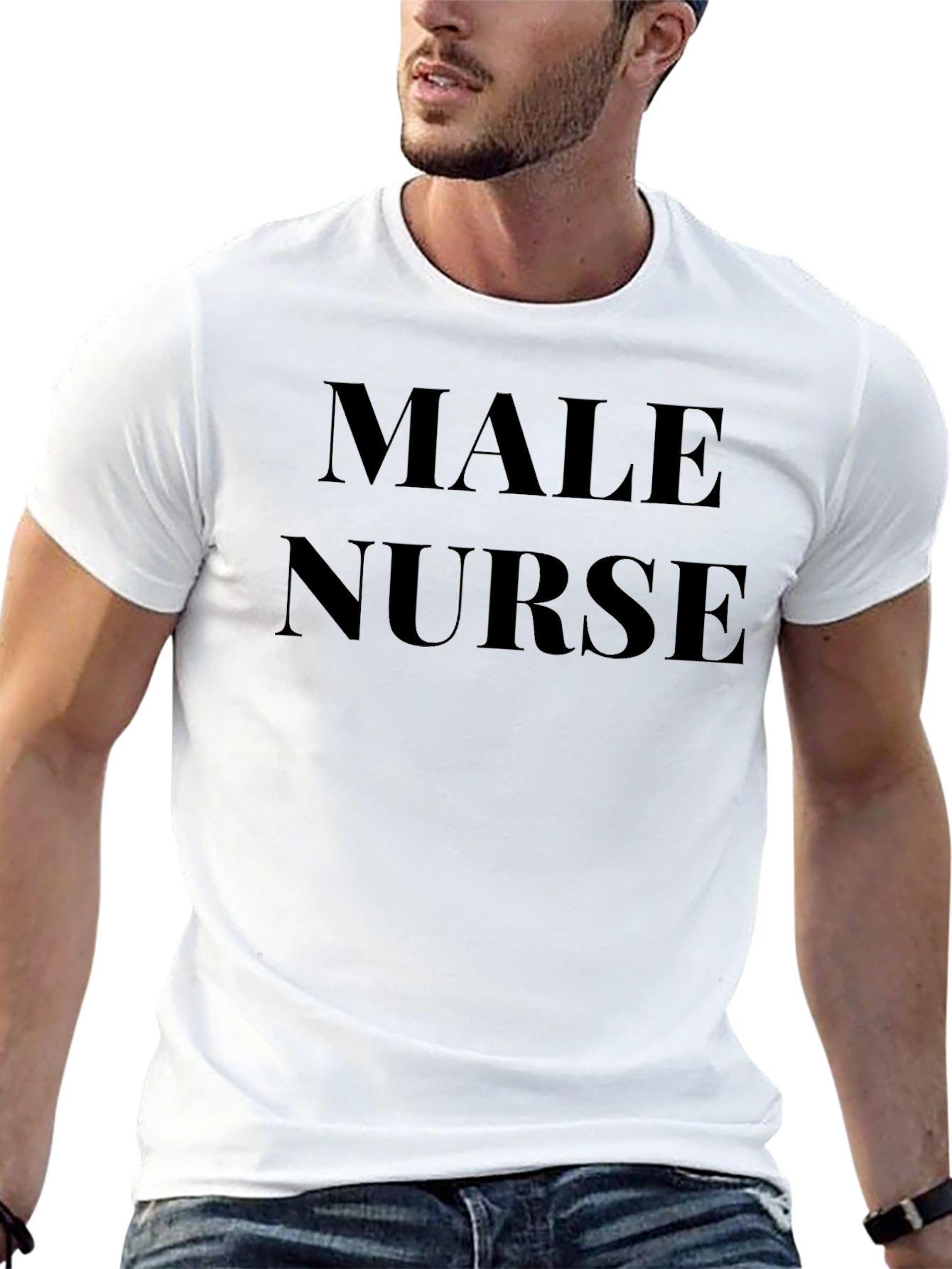Male Nurse T-Shirt - Black Crew Neck Tee