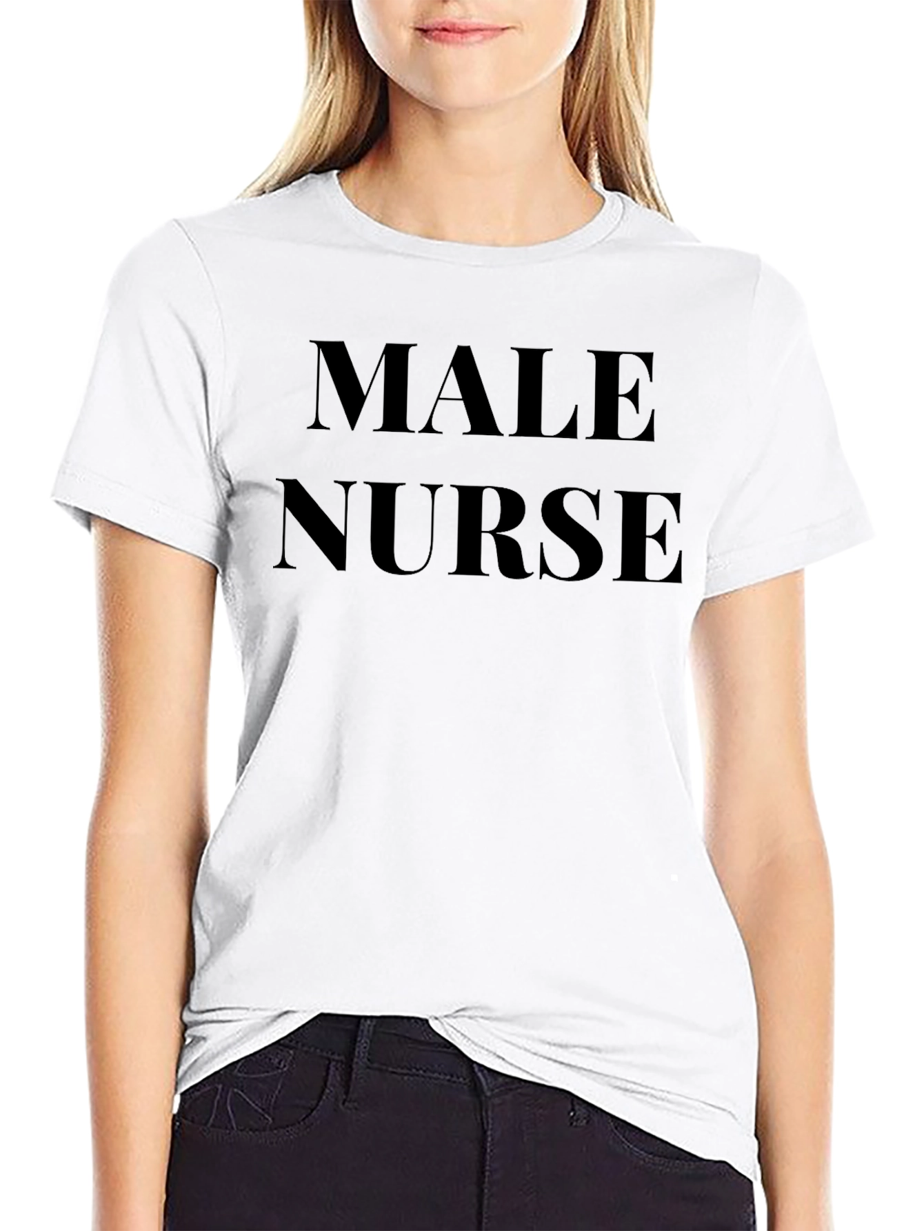 Male Nurse T-Shirt - Black Crew Neck Tee