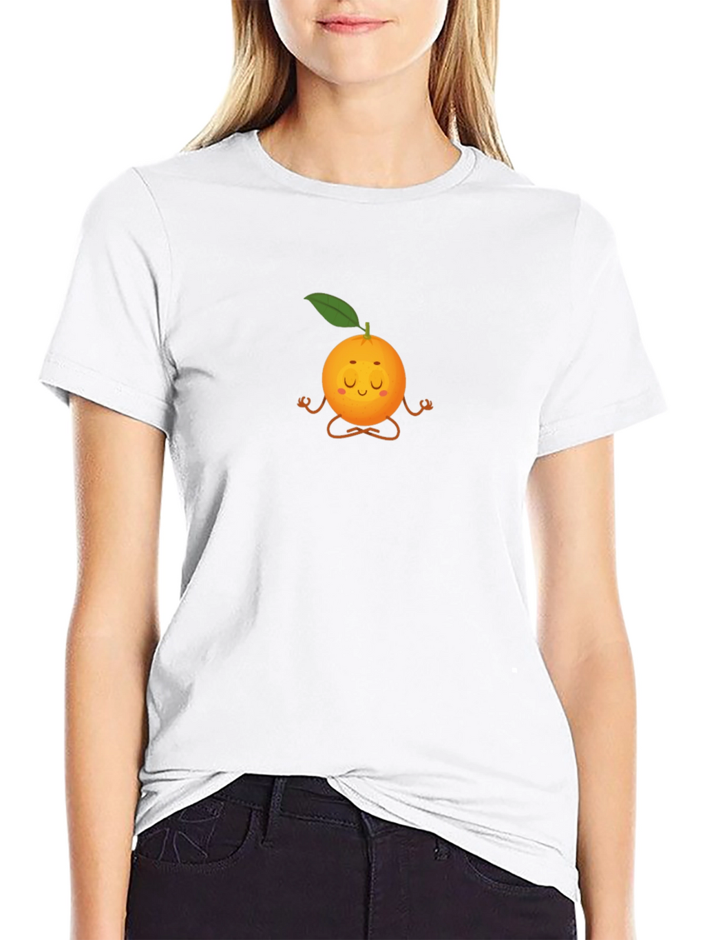 Zen Orange Black T-Shirt: Meditating Fruit Graphic Tee