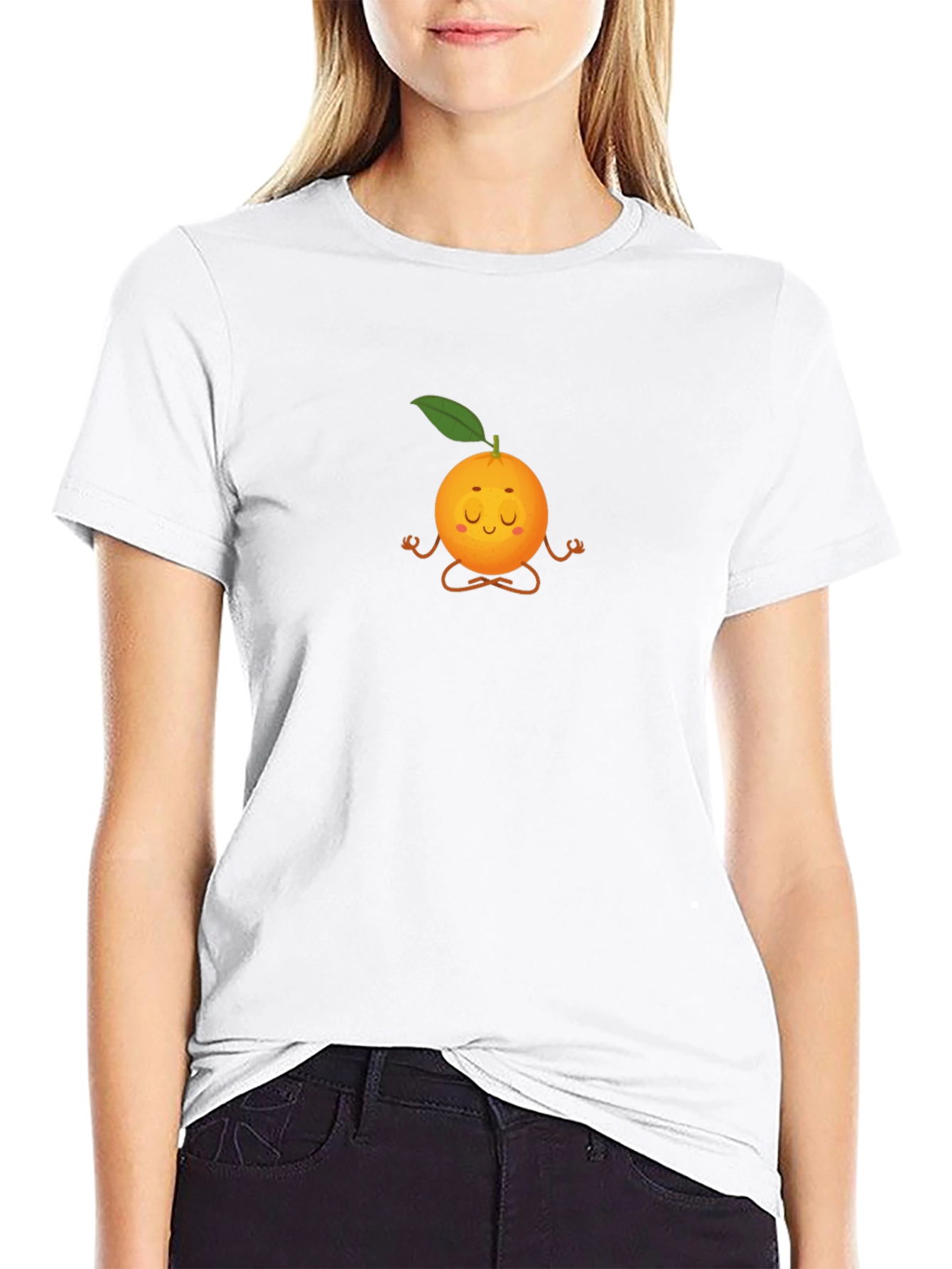 Zen Orange Black T-Shirt: Meditating Fruit Graphic Tee