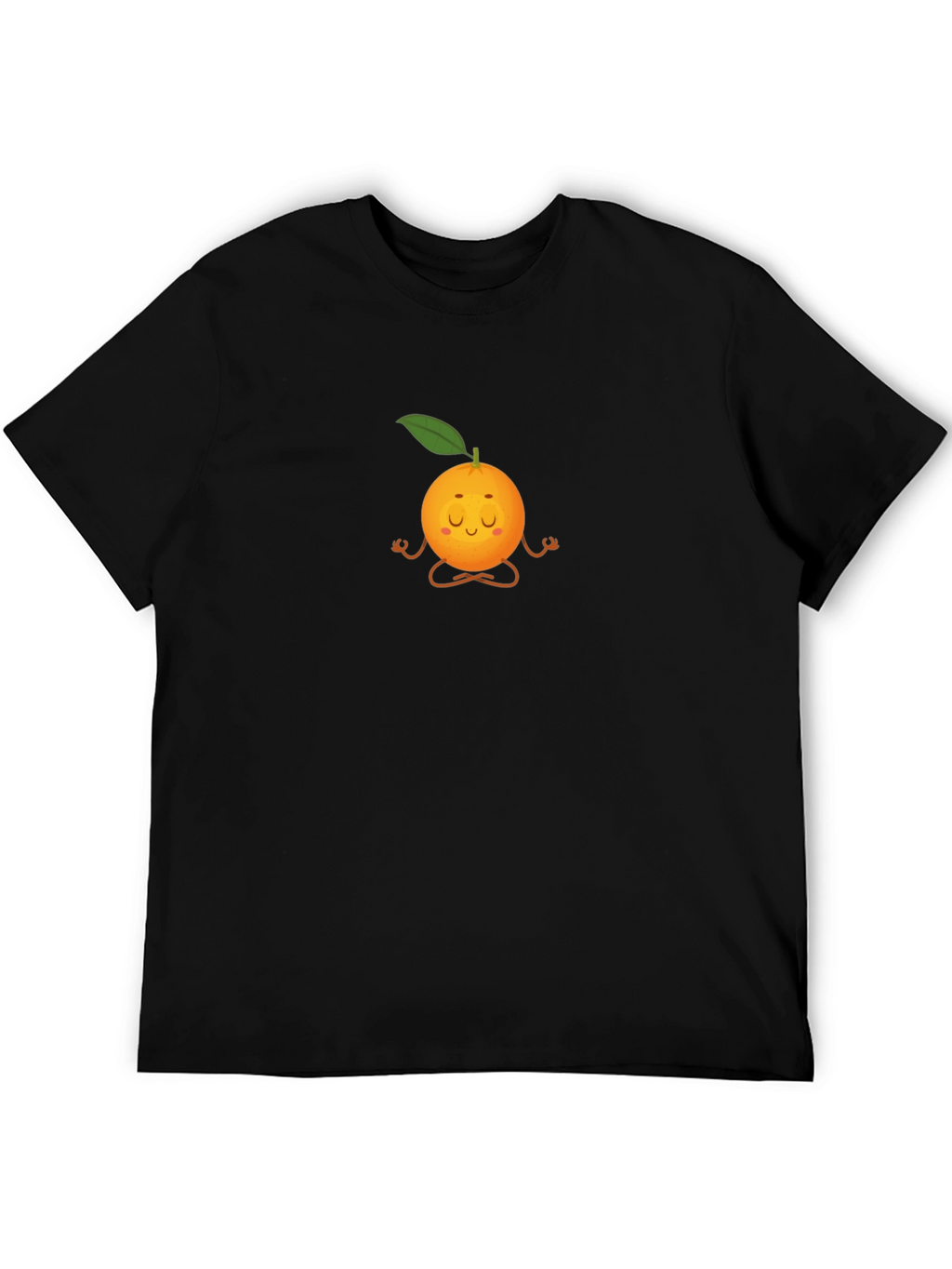 Zen Orange Black T-Shirt: Meditating Fruit Graphic Tee