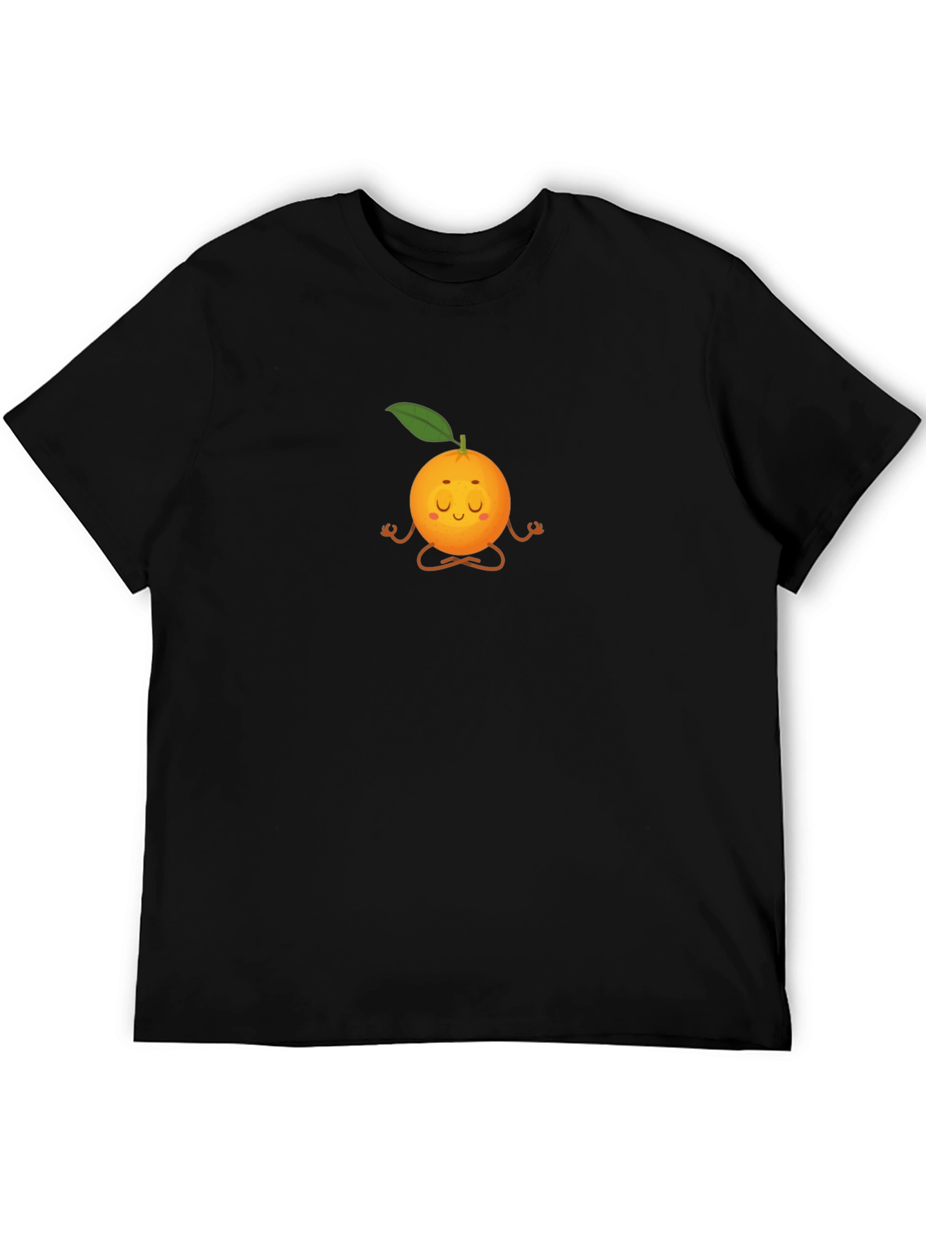 Zen Orange Black T-Shirt: Meditating Fruit Graphic Tee