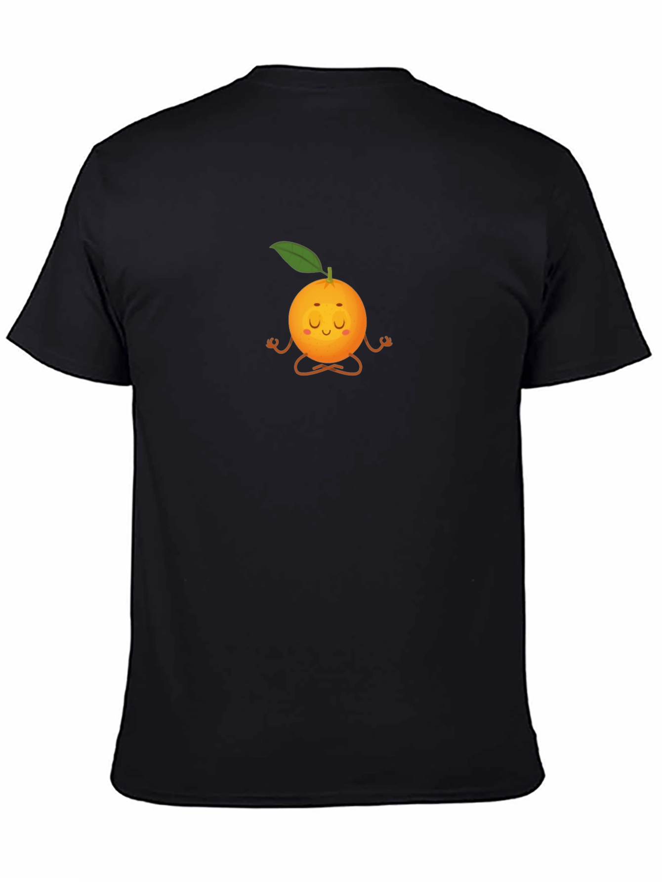 Zen Orange Black T-Shirt: Meditating Fruit Graphic Tee