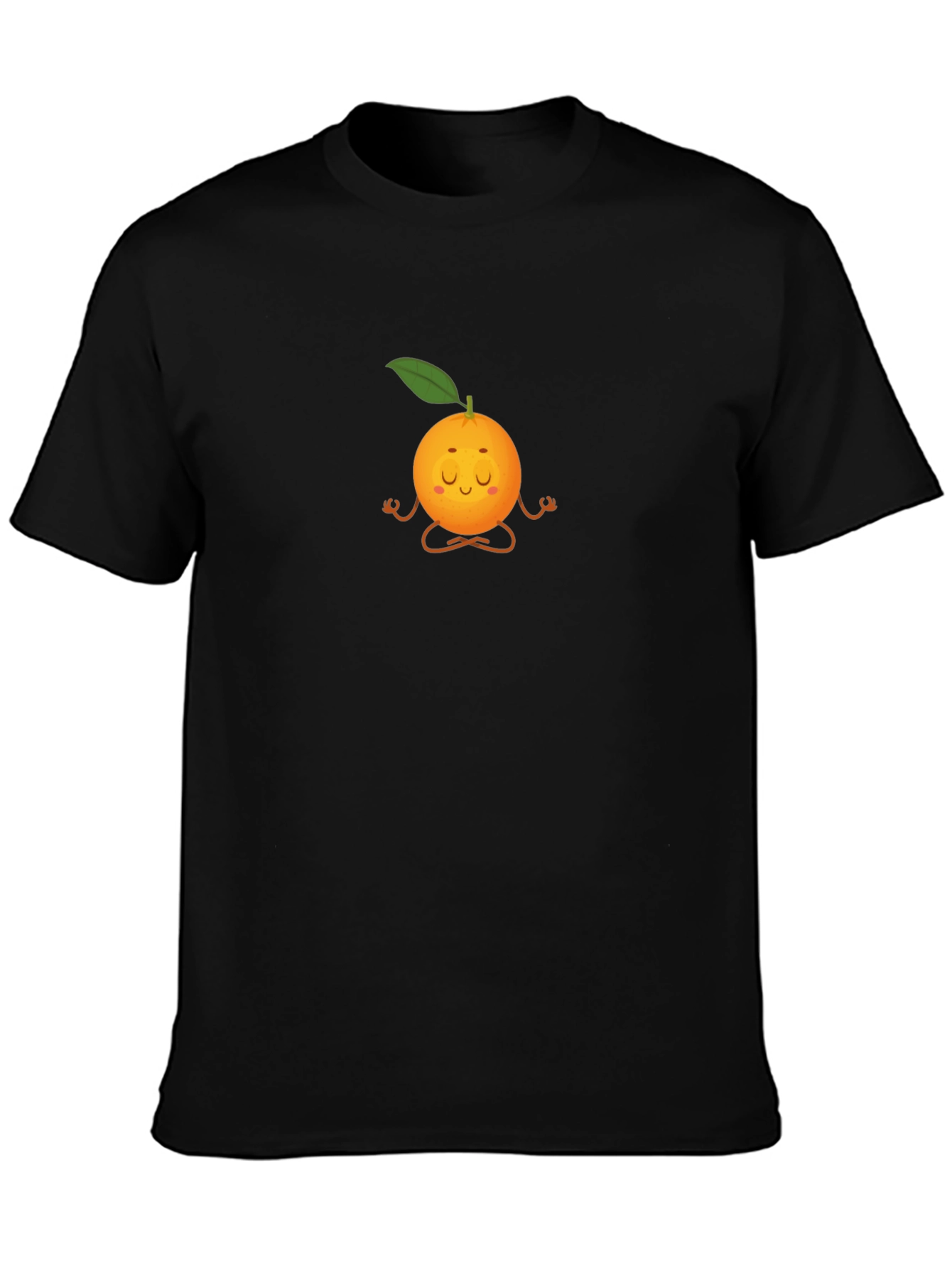 Zen Orange Black T-Shirt: Meditating Fruit Graphic Tee