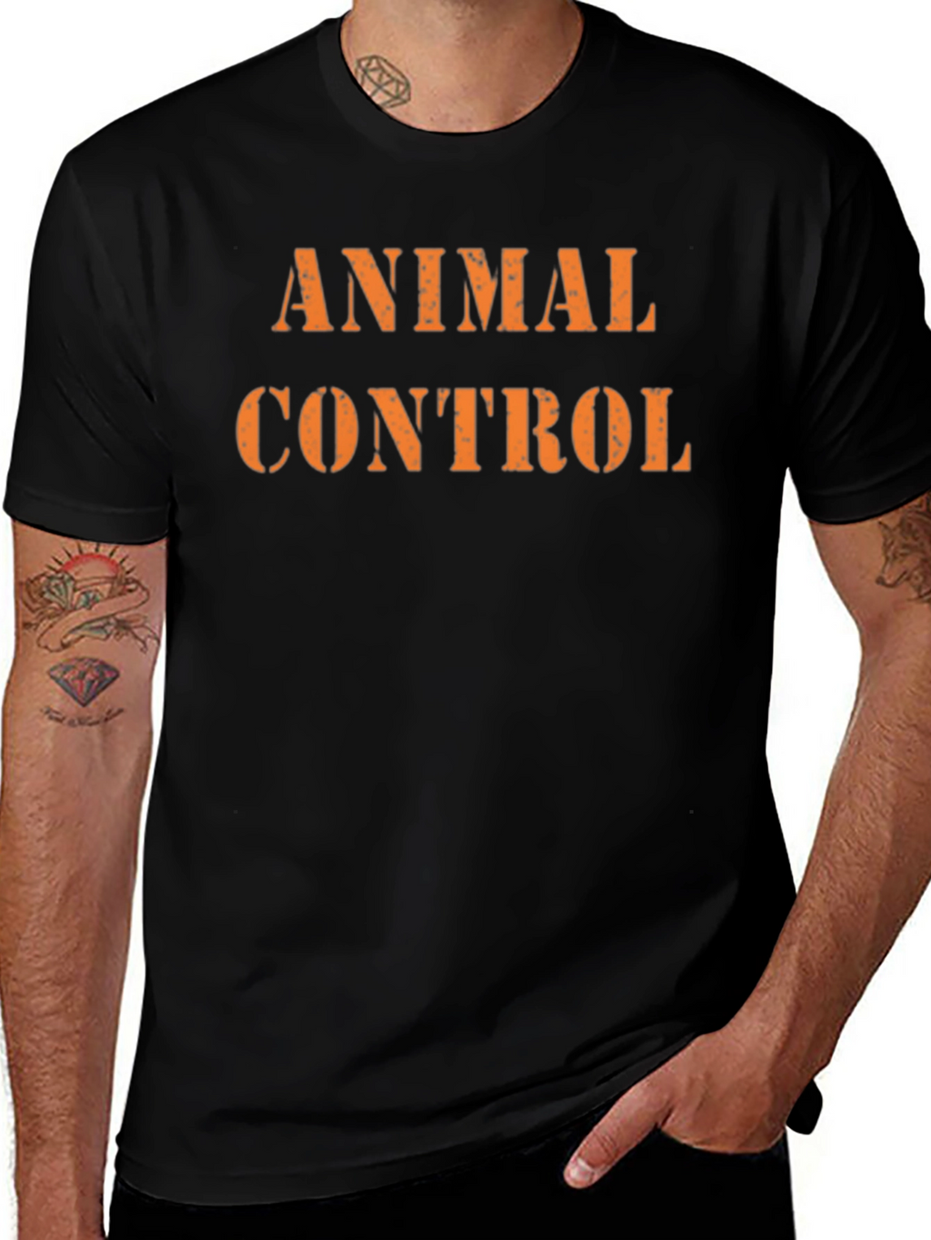 Animal Control Graphic Tee - Black Cotton T-Shirt