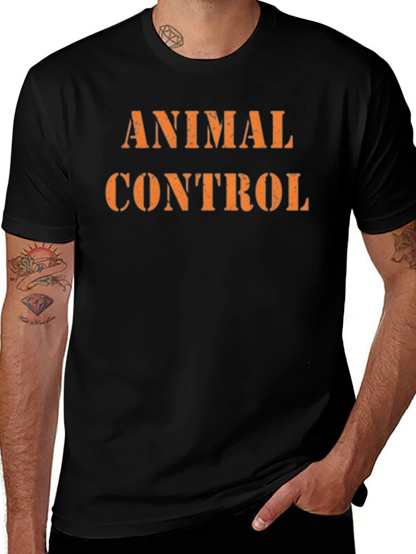 Animal Control Graphic Tee - Black Cotton T-Shirt