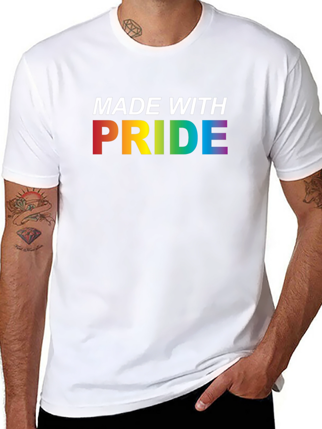 Made With Pride Rainbow Graphic Tee - Black