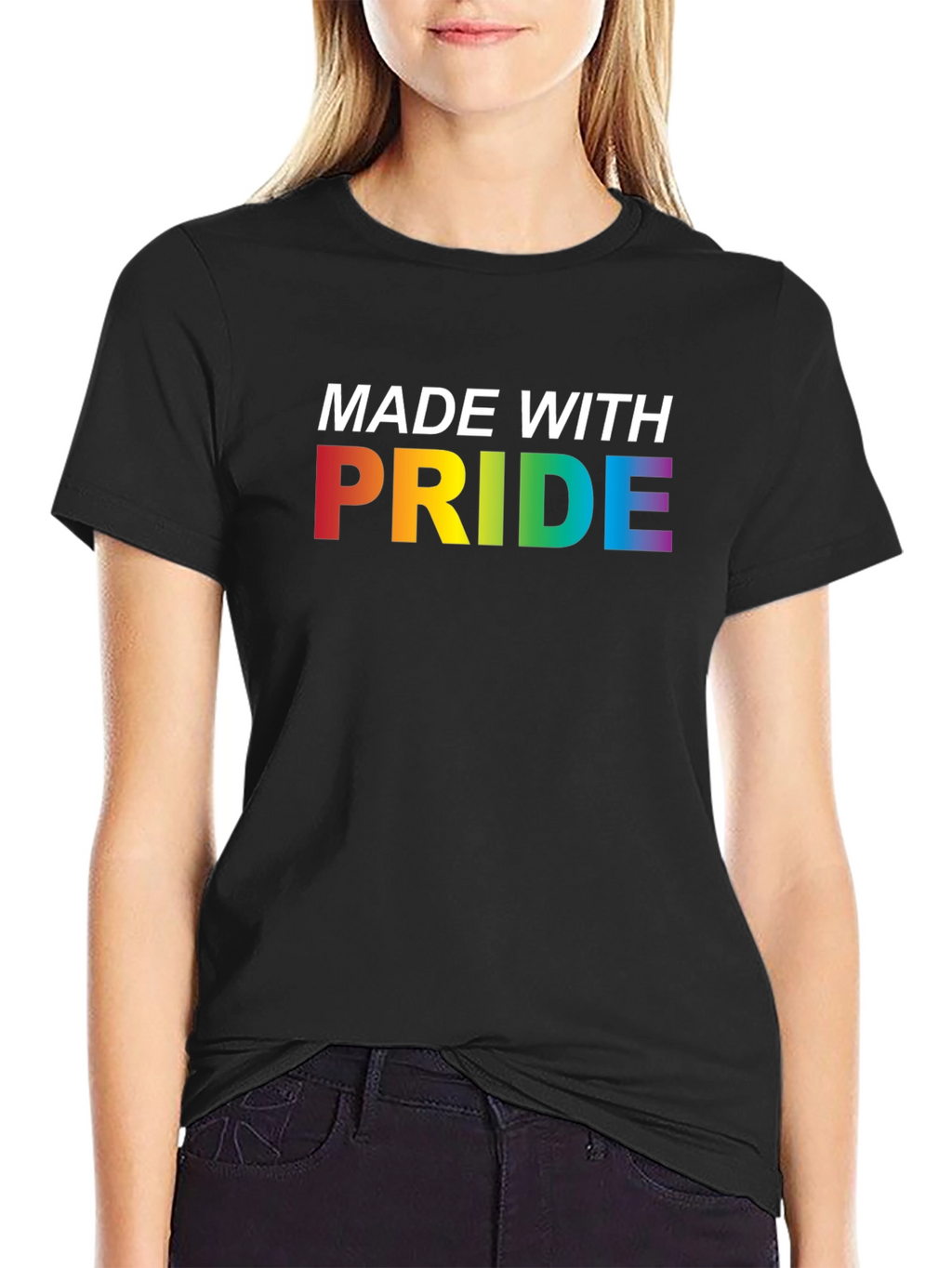 Made With Pride Rainbow Graphic Tee - Black