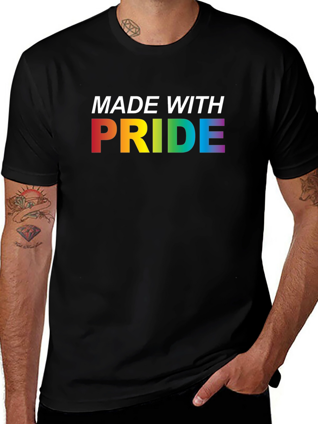Made With Pride Rainbow Graphic Tee - Black