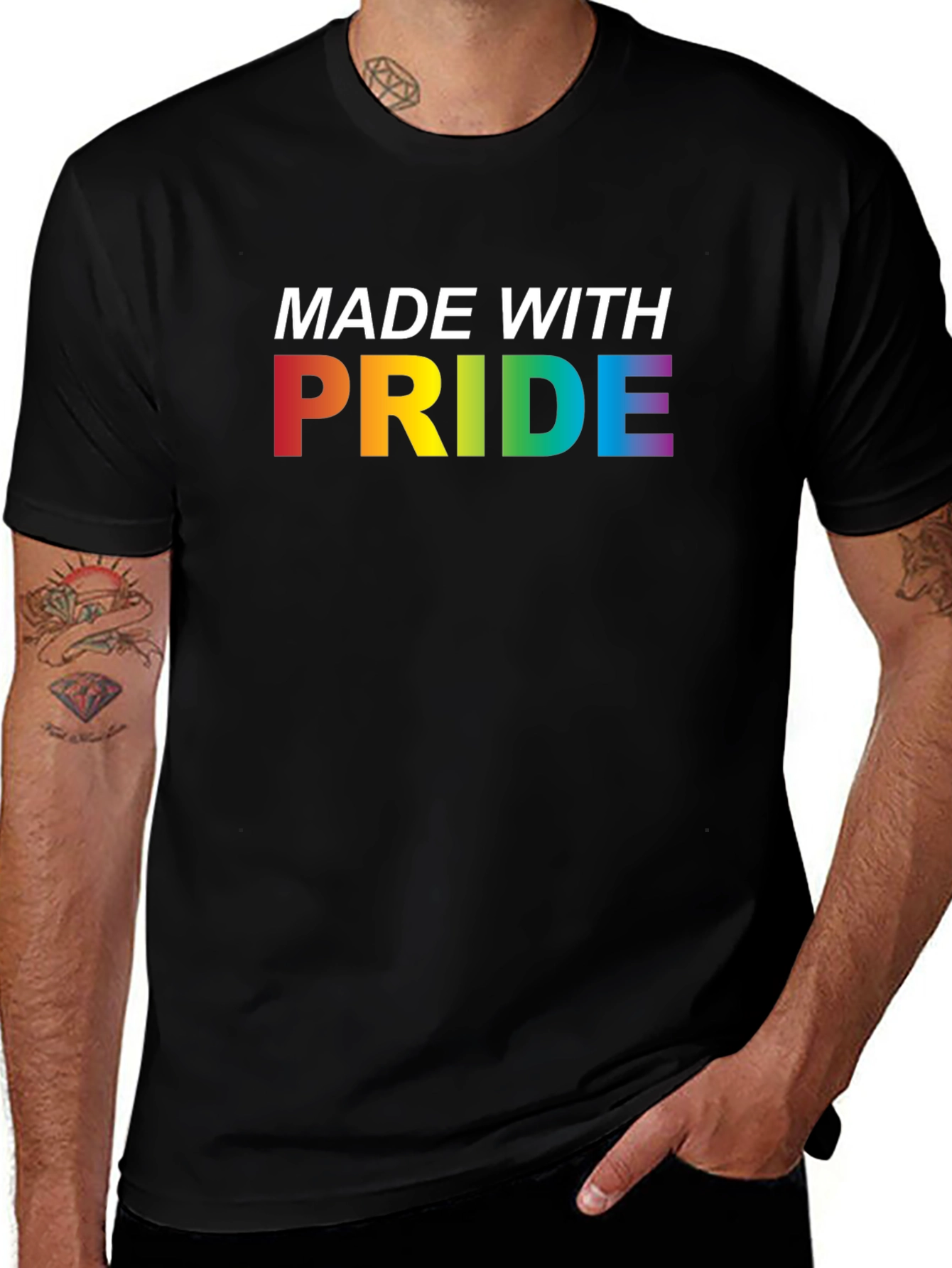 Made With Pride Rainbow Graphic Tee - Black