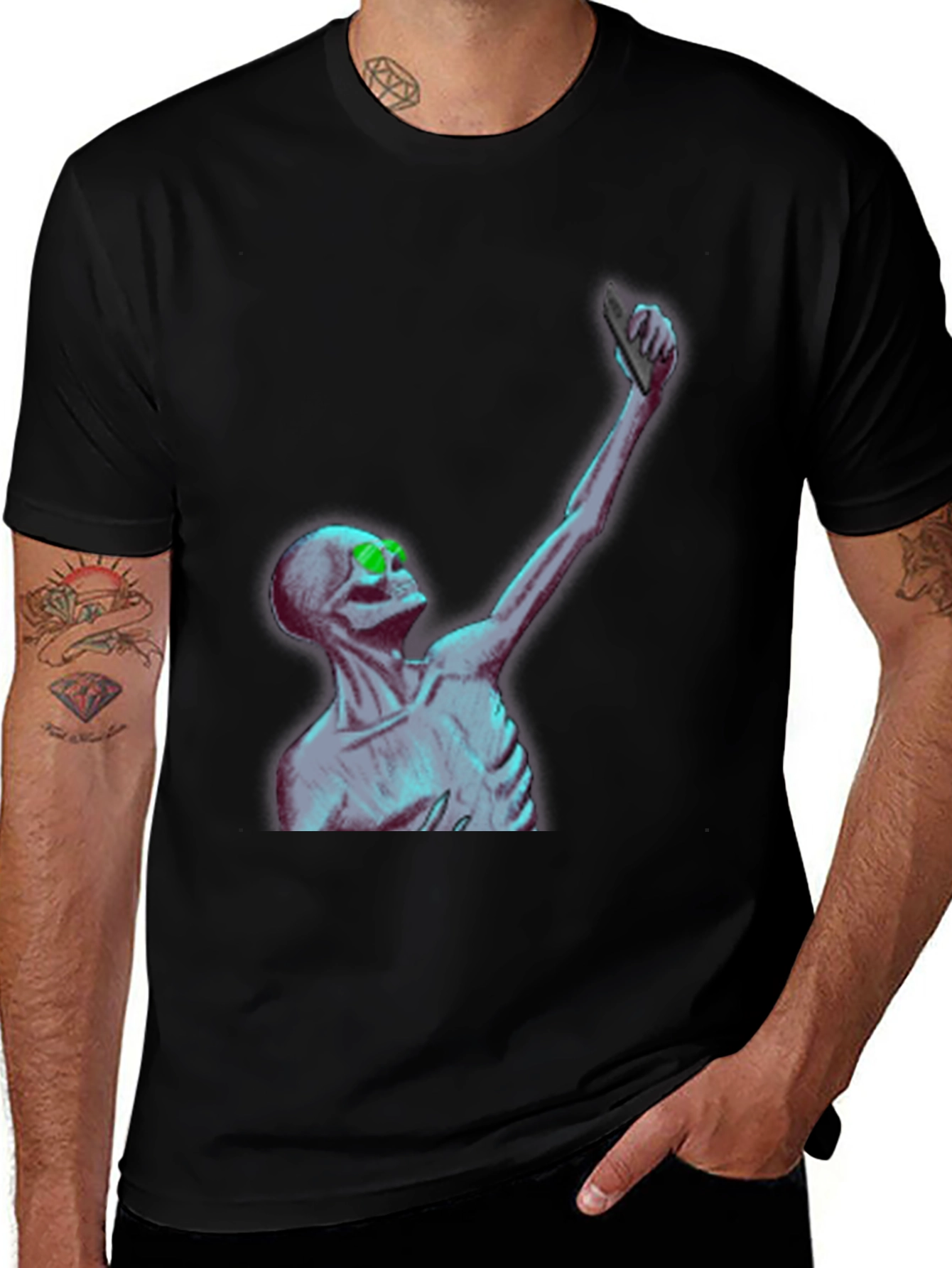 Skeleton Selfie T-Shirt - Unique Graphic Tee