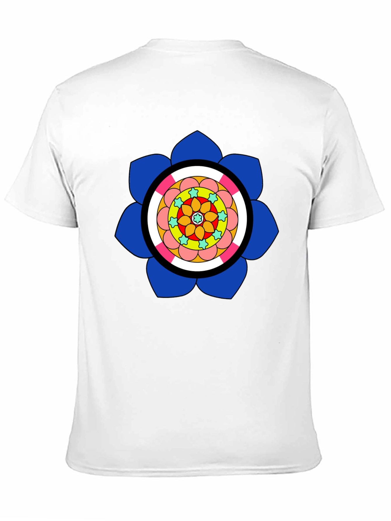 Black T-Shirt with Colorful Floral Mandala Design