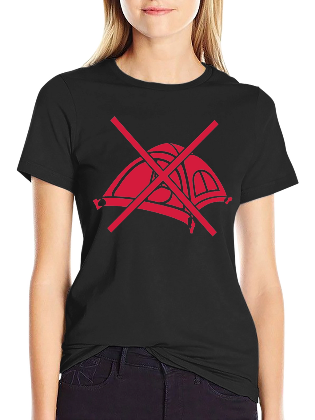 No Camping T-Shirt - Black Graphic Tee