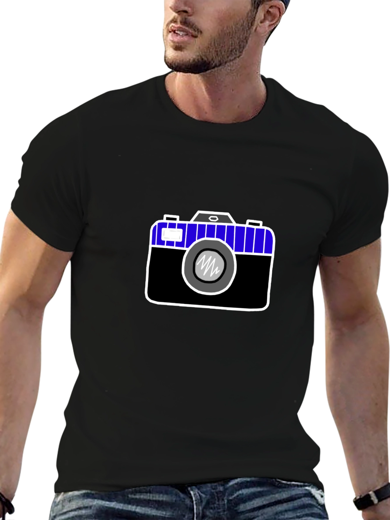 Camera Graphic Print Black Tee