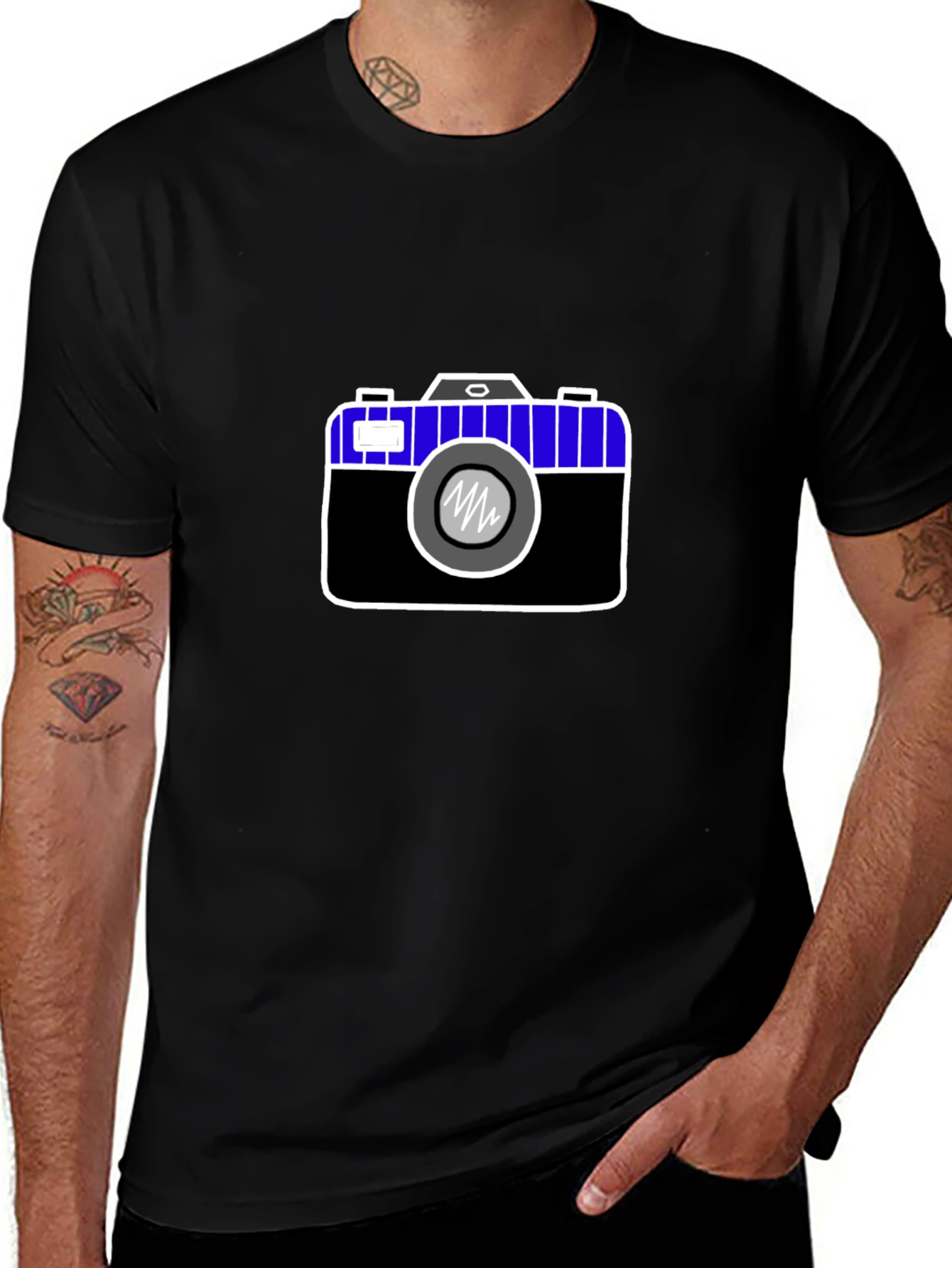 Camera Graphic Print Black Tee