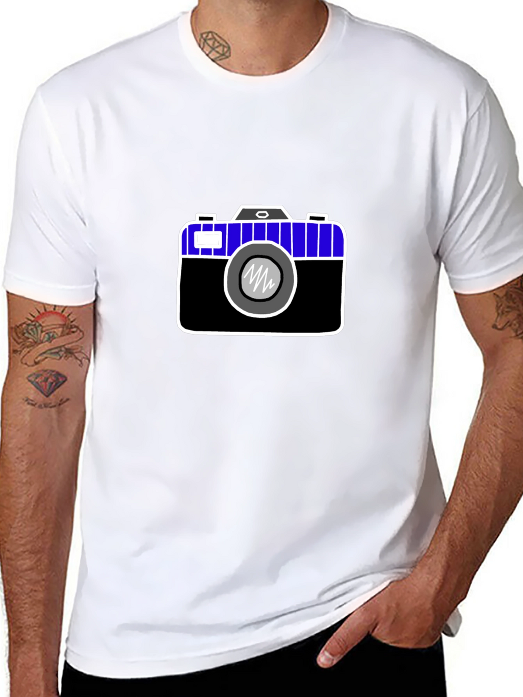 Camera Graphic Print Black Tee