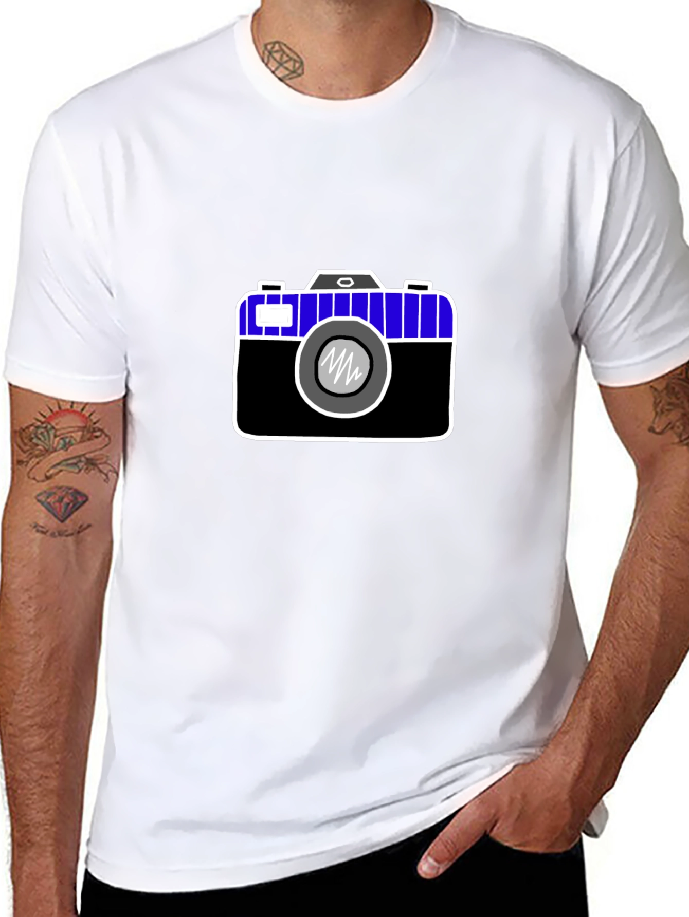 Camera Graphic Print Black Tee