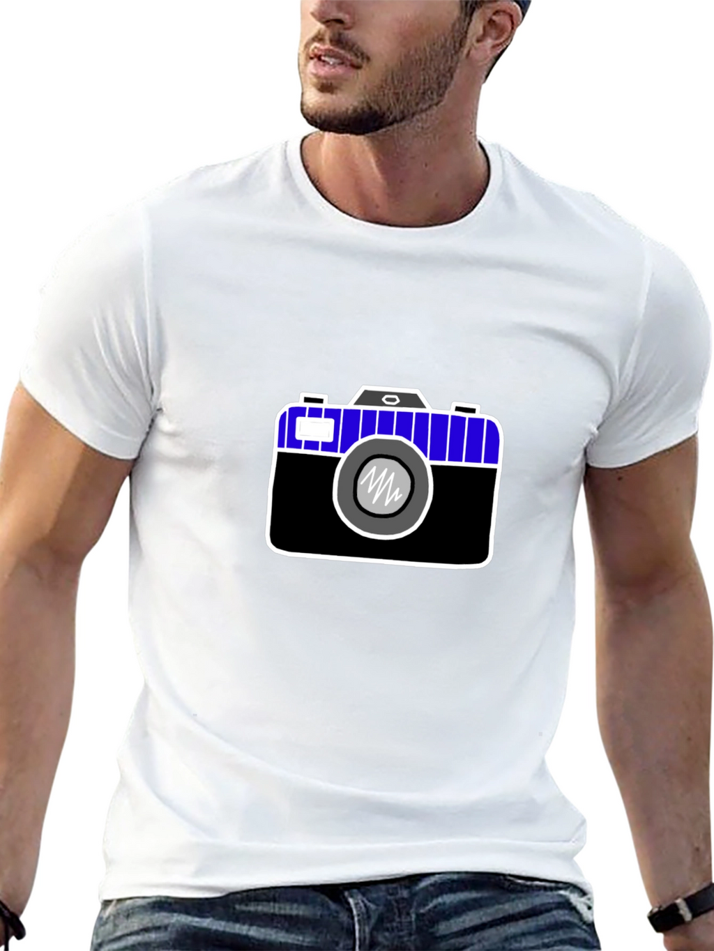 Camera Graphic Print Black Tee