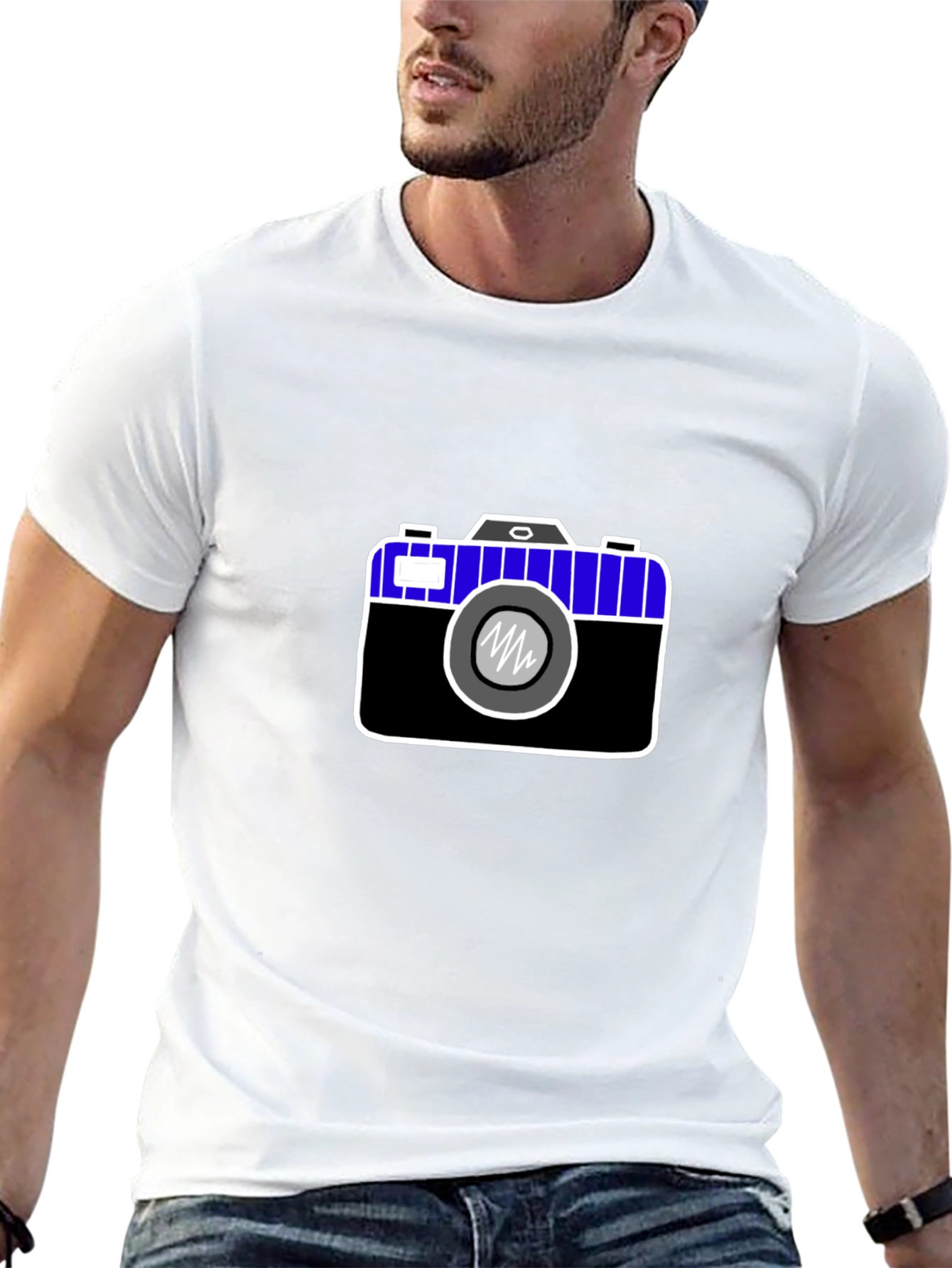 Camera Graphic Print Black Tee