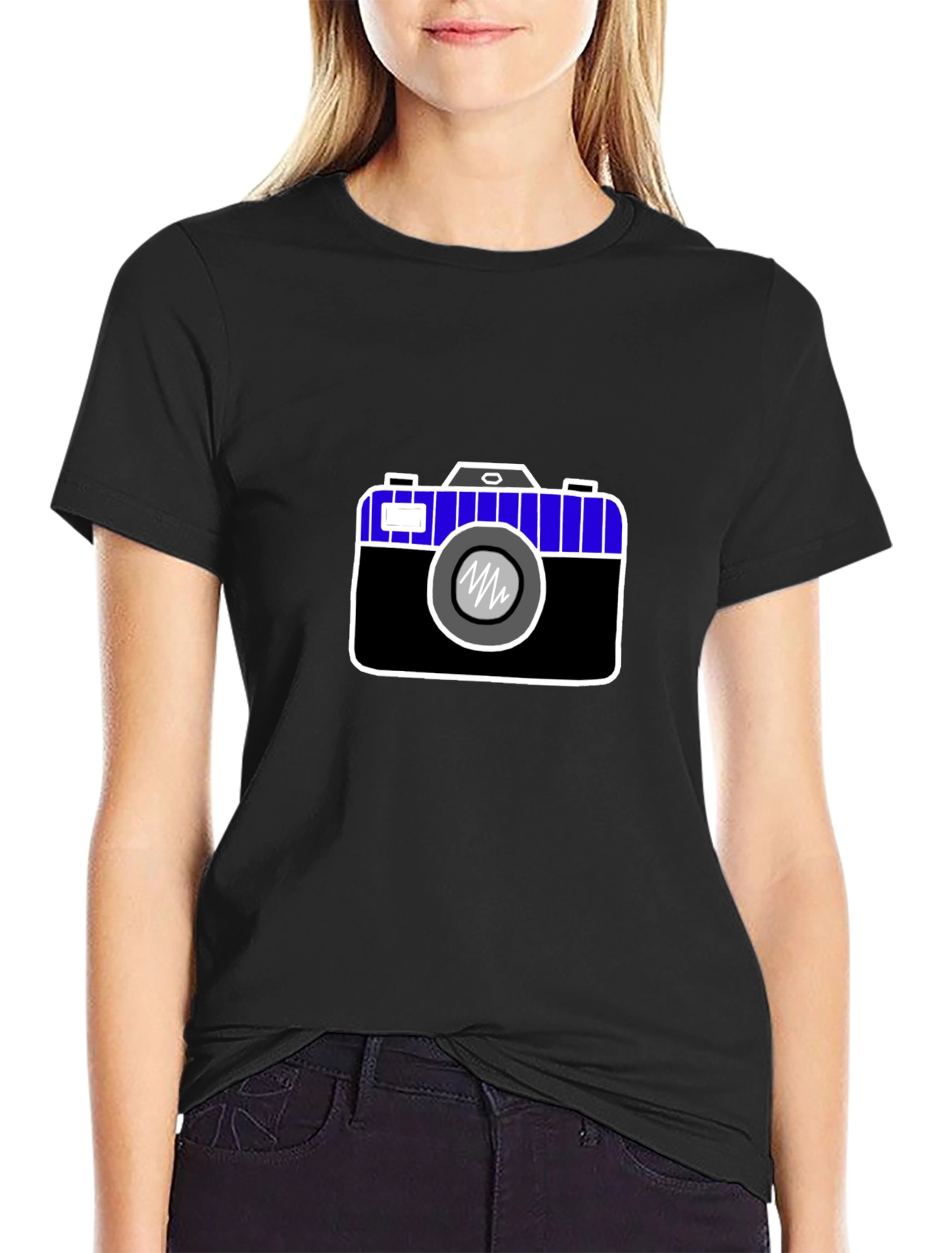 Camera Graphic Print Black Tee