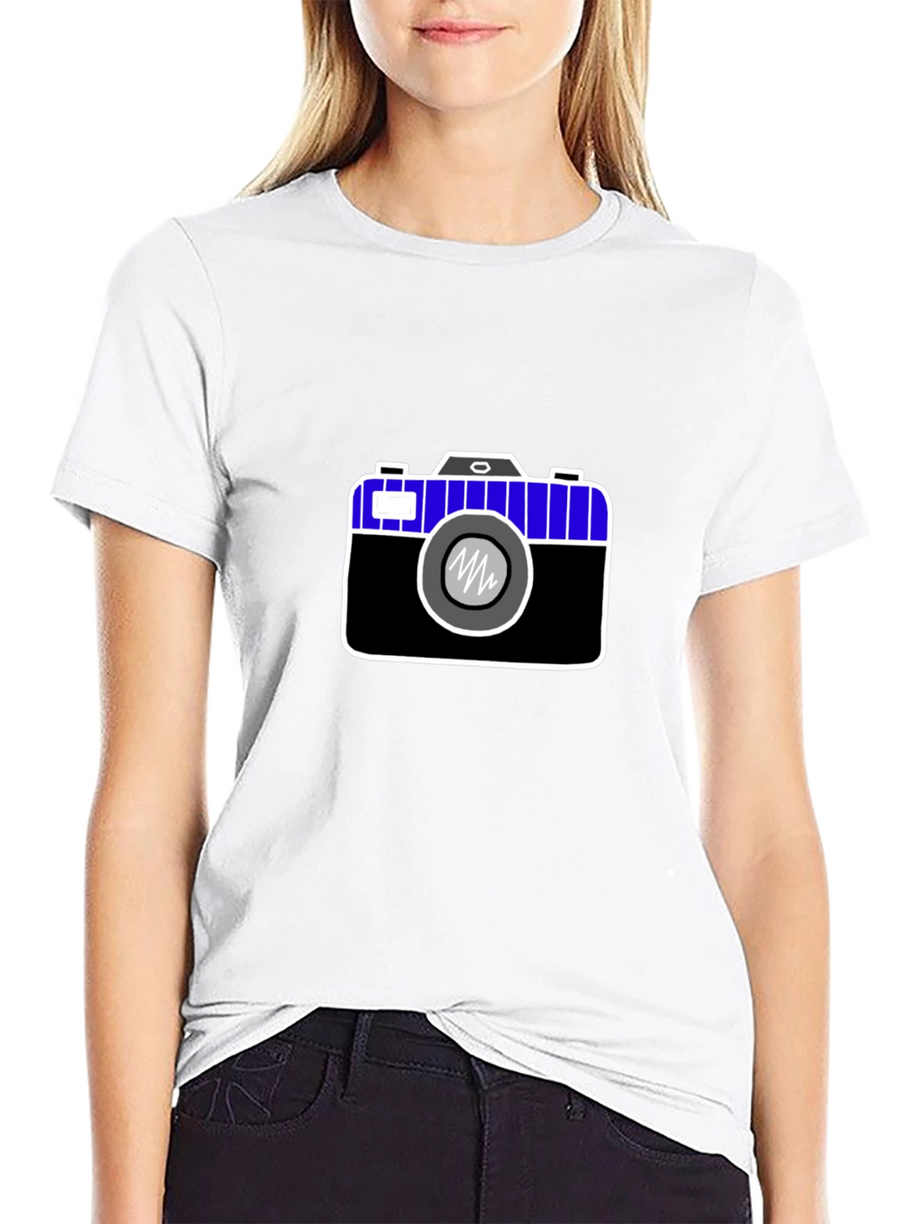 Camera Graphic Print Black Tee