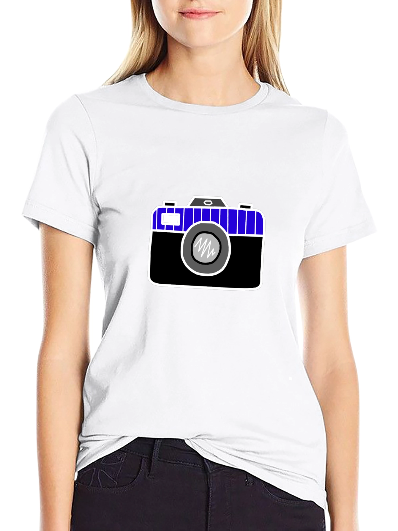 Camera Graphic Print Black Tee
