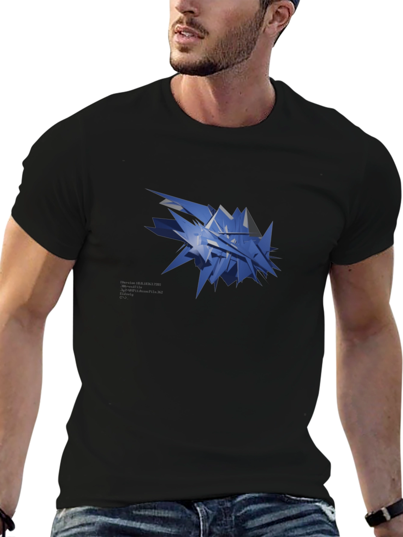 Abstract Geometric Design Black T-Shirt