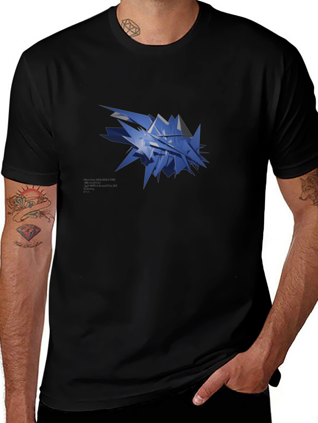 Abstract Geometric Design Black T-Shirt