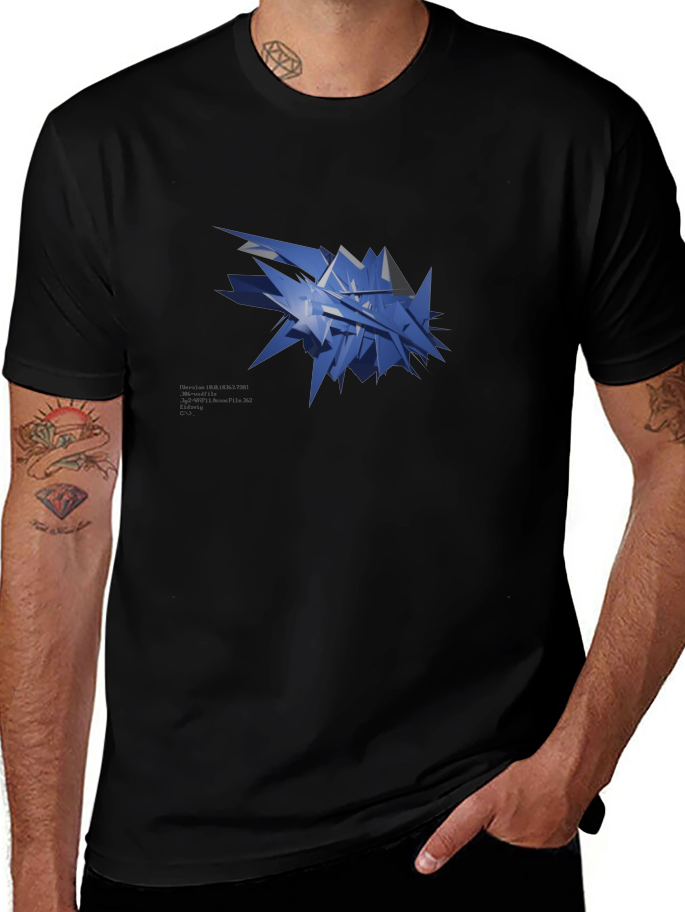 Abstract Geometric Design Black T-Shirt