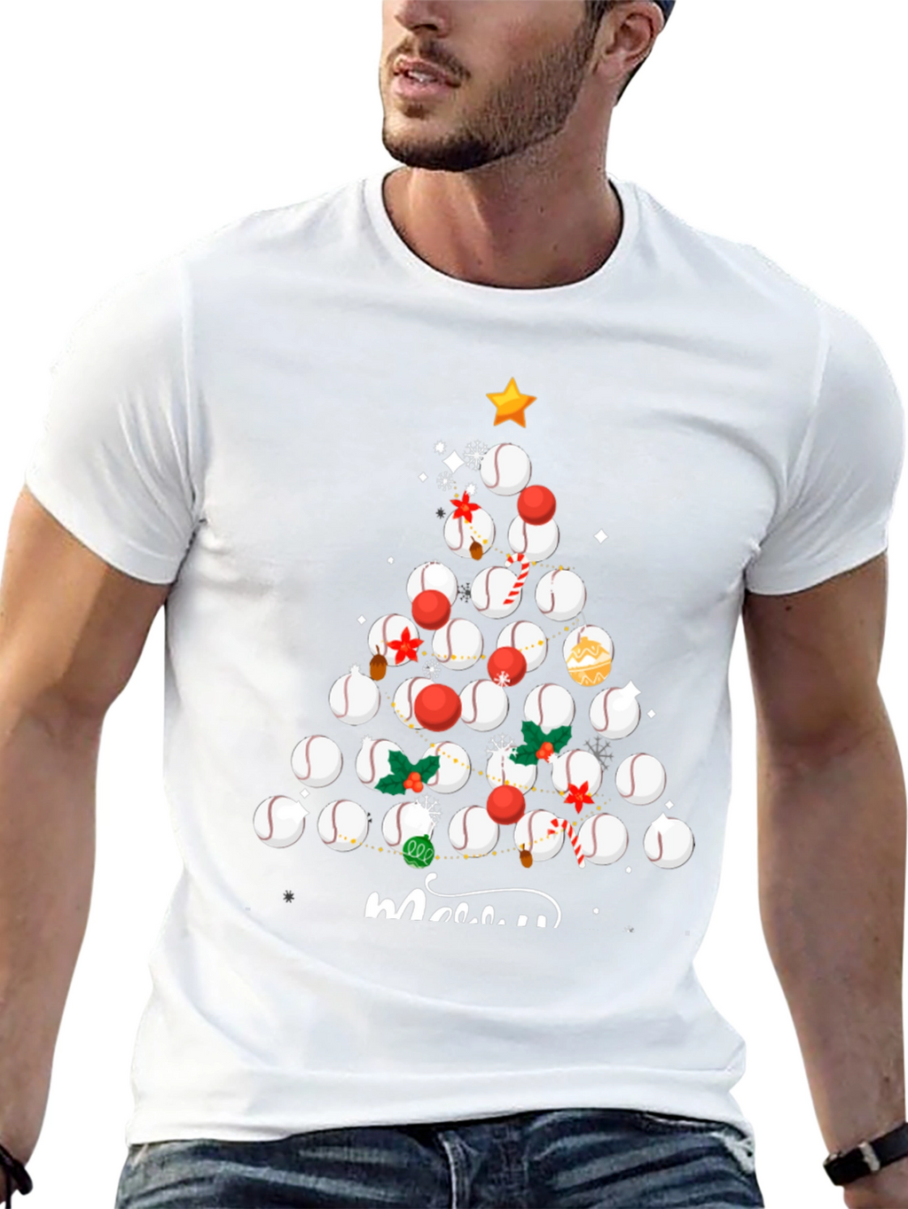 Baseball Christmas Tree T-Shirt