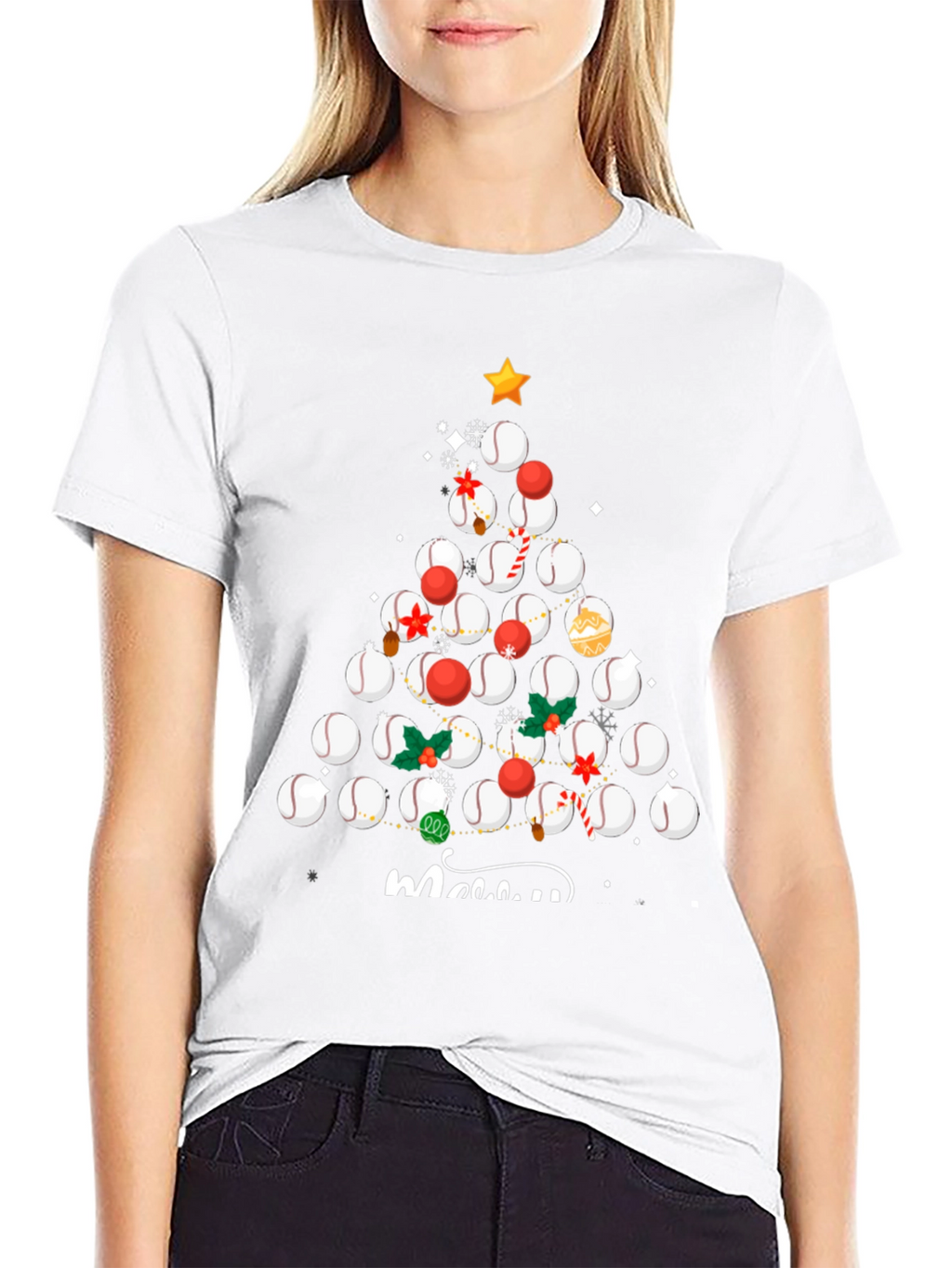 Baseball Christmas Tree T-Shirt