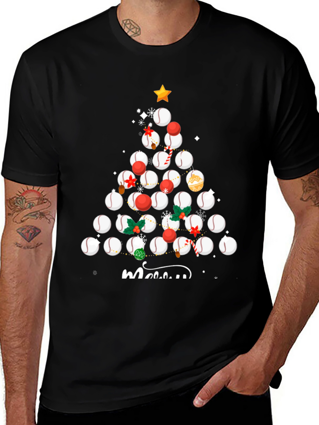 Baseball Christmas Tree T-Shirt