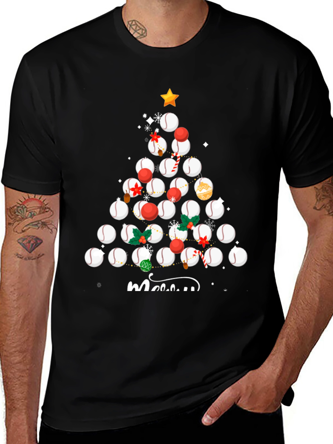 Baseball Christmas Tree T-Shirt