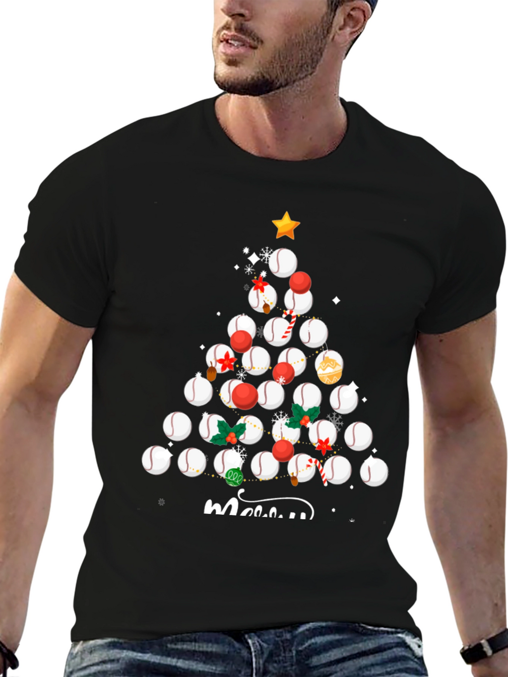 Baseball Christmas Tree T-Shirt