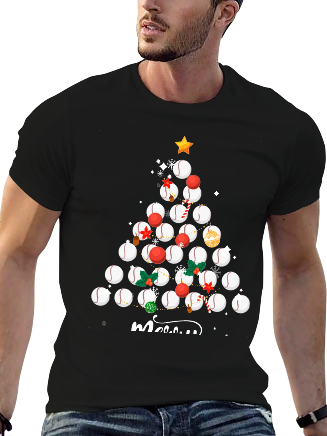 Baseball Christmas Tree T-Shirt