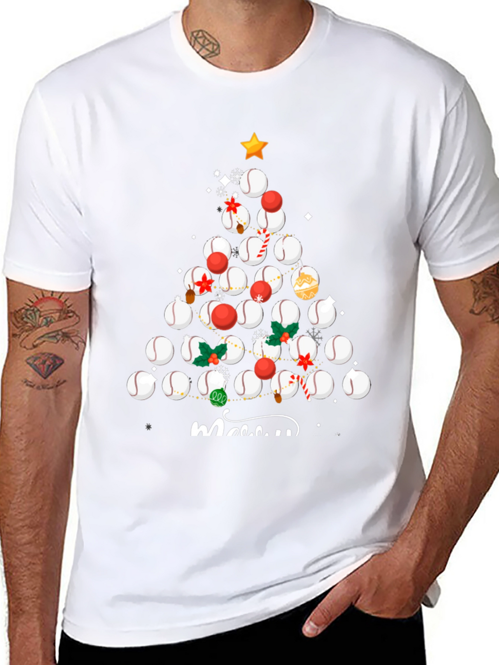Baseball Christmas Tree T-Shirt