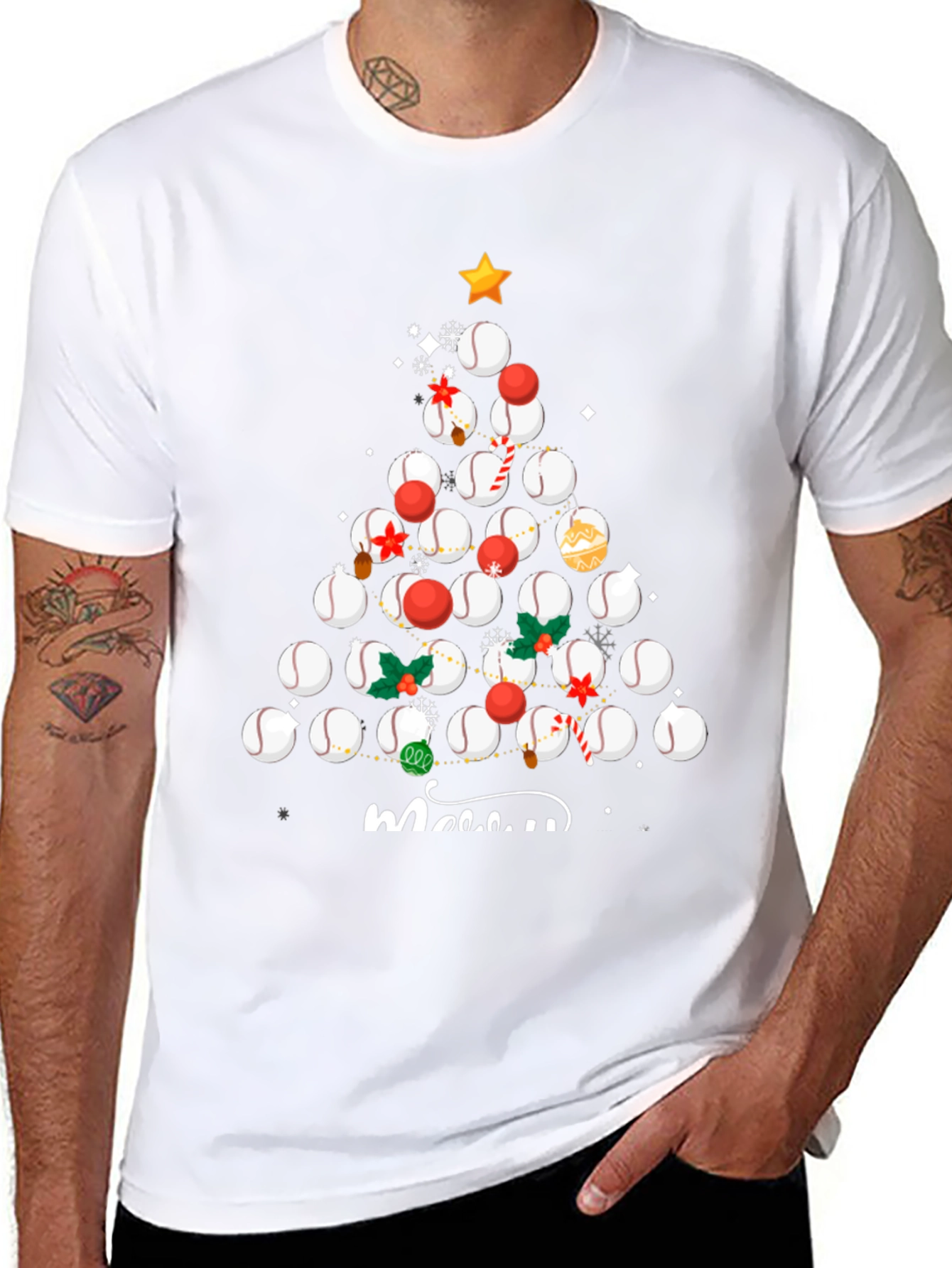 Baseball Christmas Tree T-Shirt
