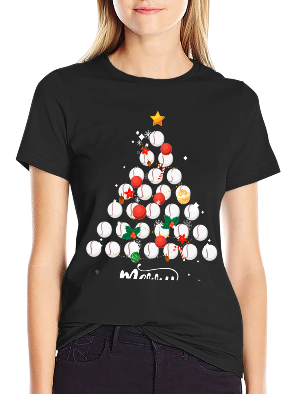 Baseball Christmas Tree T-Shirt